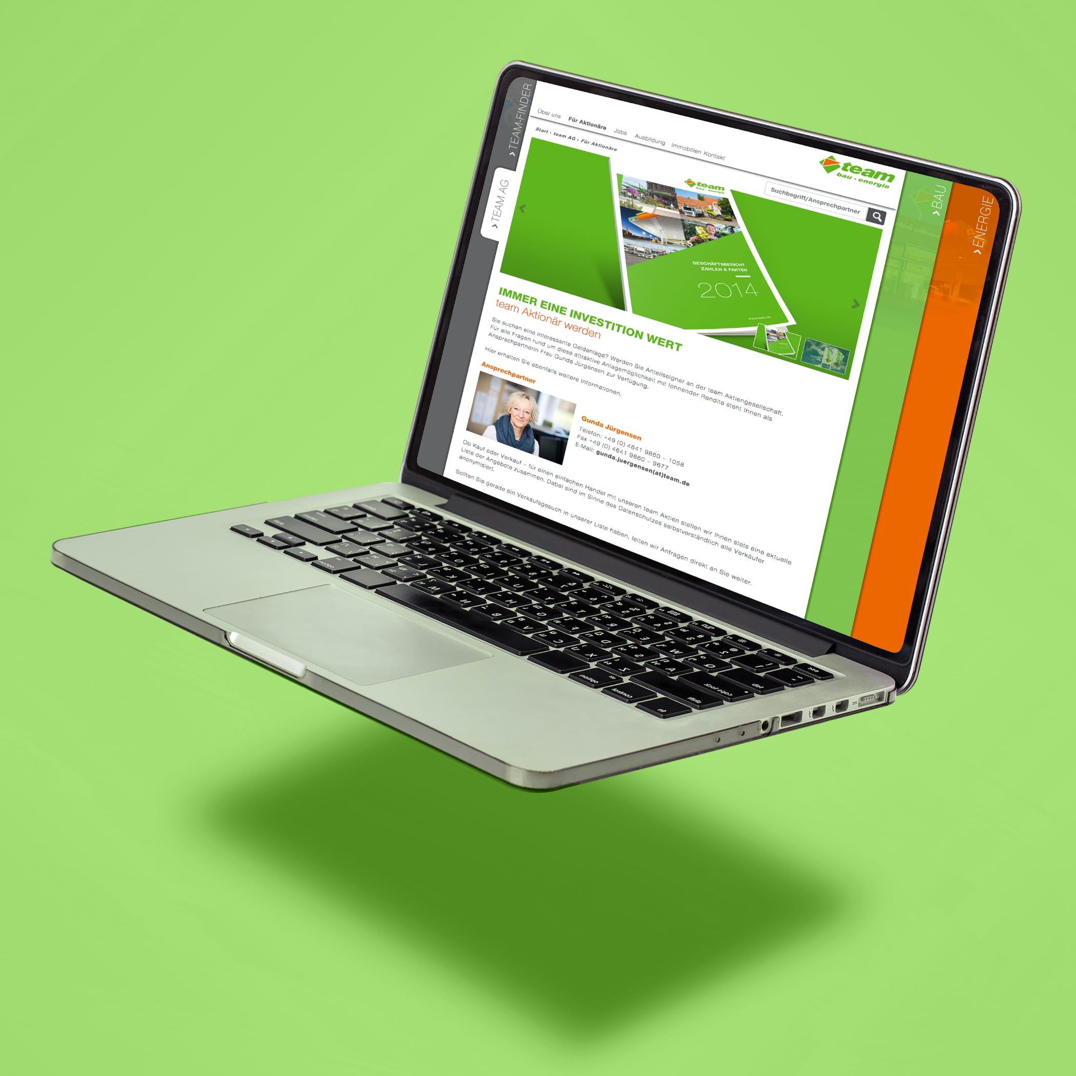 hochzwei_team_teaser_02_hauptteaser.jpg Grauer Macbook mit geöffneter Team Homepage