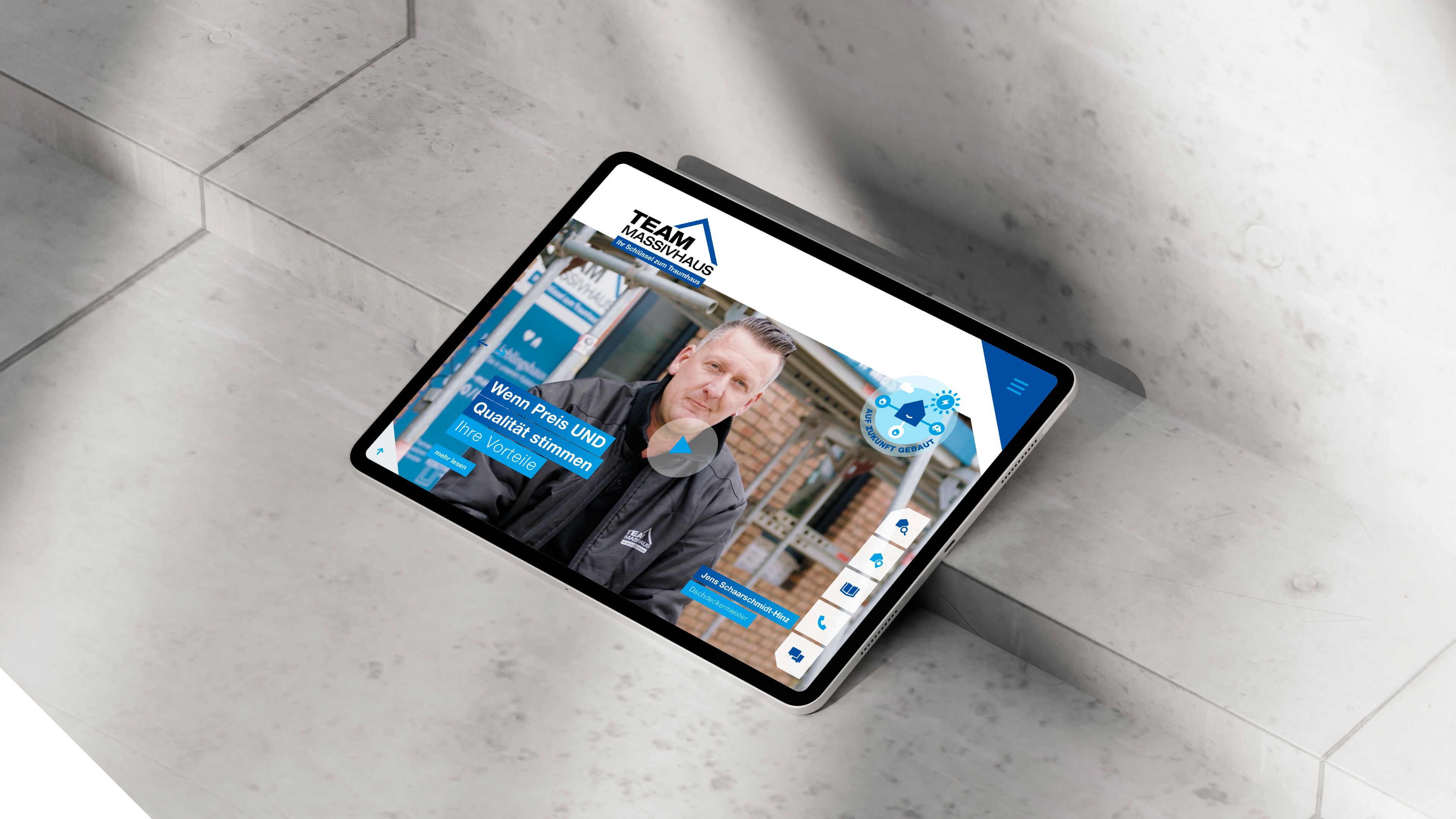 h2_neu_Massivhaus_slider_01.jpg Homepage von Team Massivhaus auf einem IPad