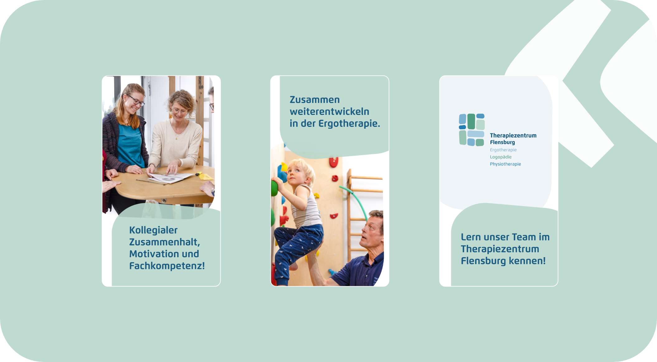 Zu sehen sind neue Social-Media-Kacheln für das Therapiezentrum Flensburg.