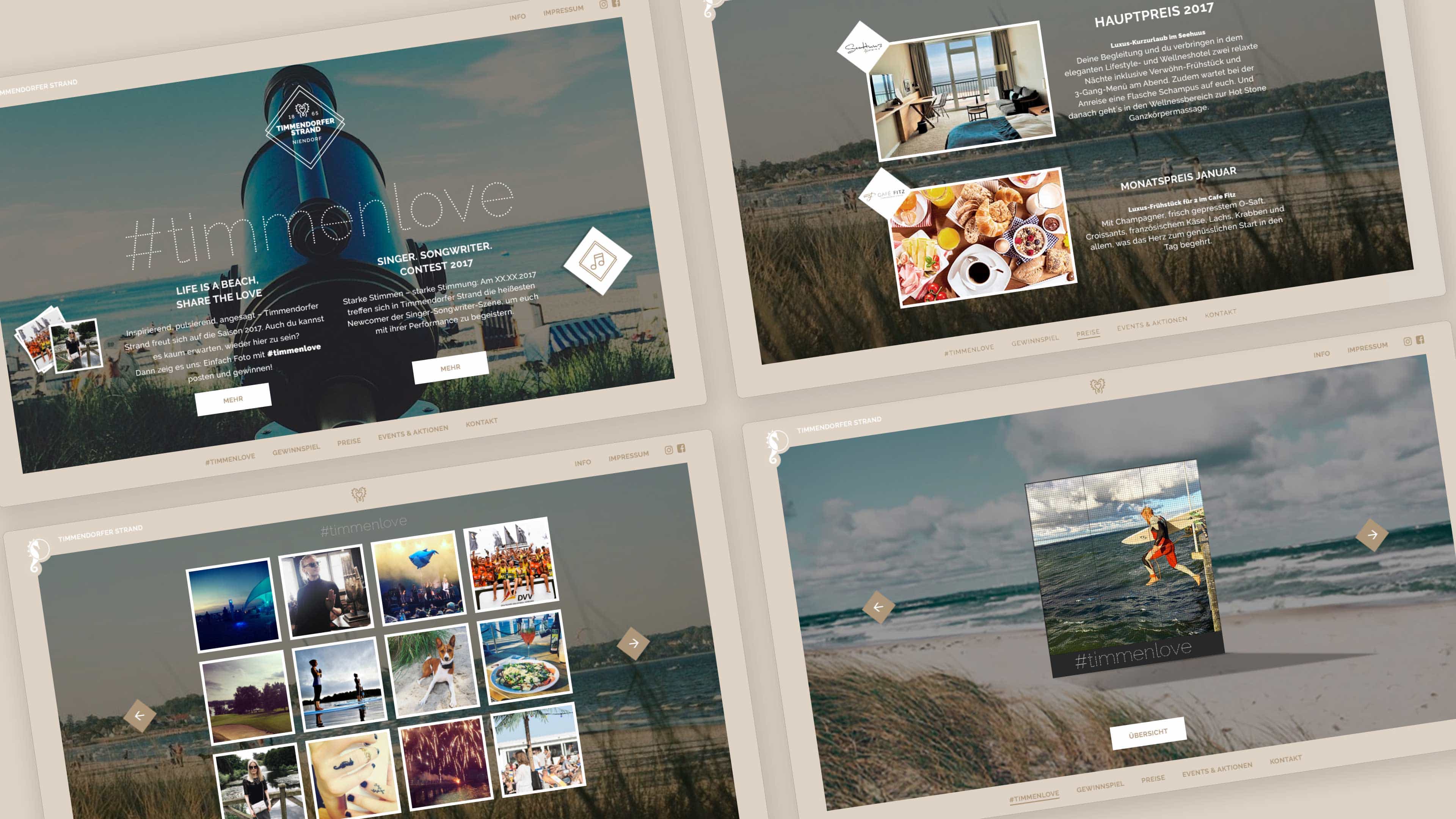 Vier Ansichten der Timmendorfer Strand Homepage