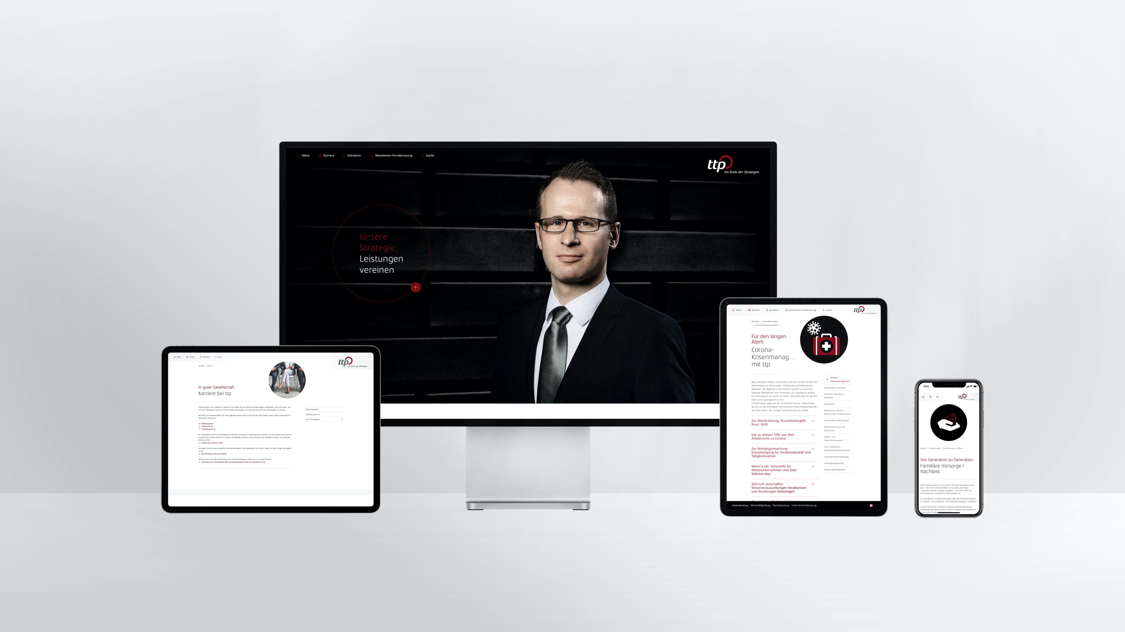 ttp Unterseiten in verschiedenen mobilen ansichten