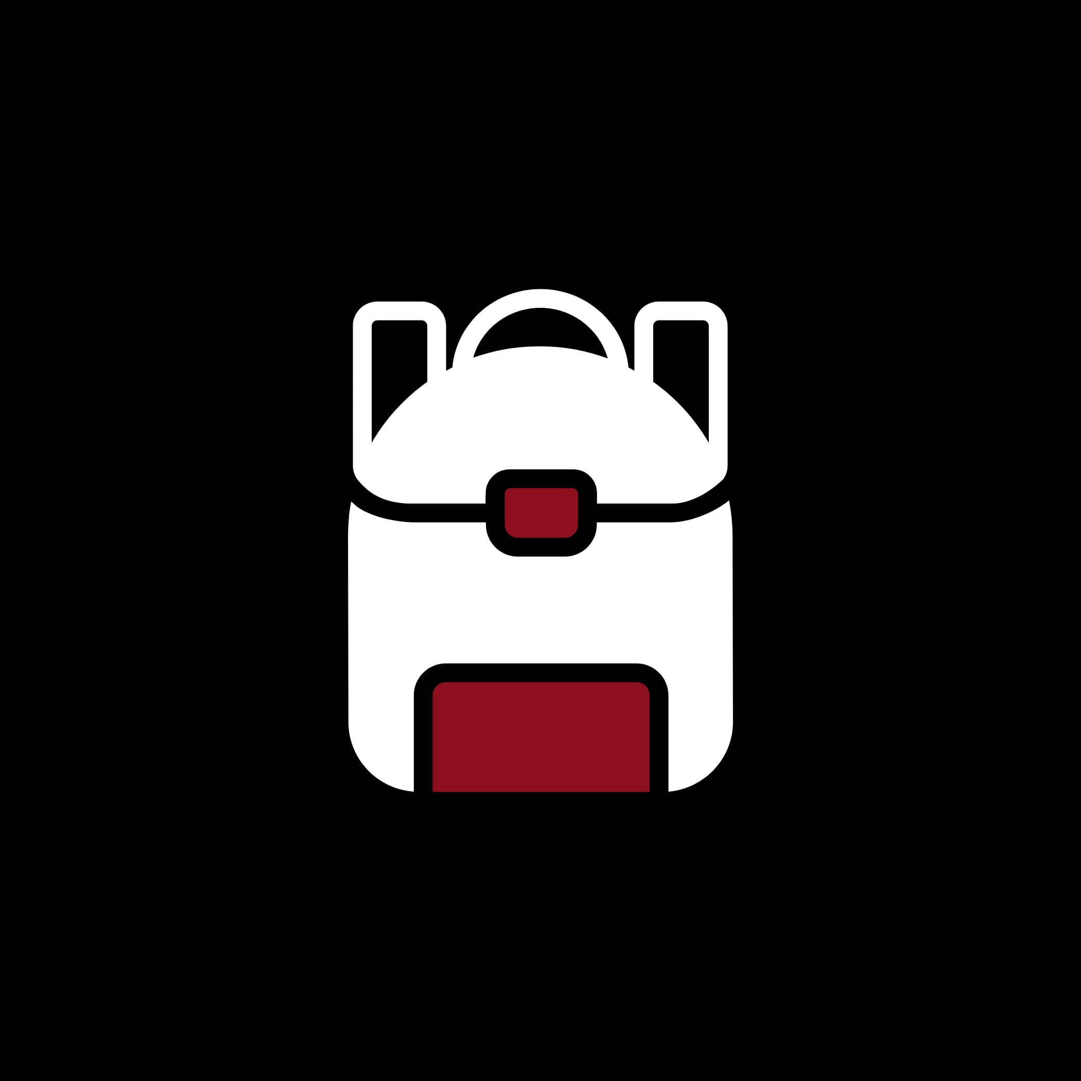 Illustrierter weißer Kasten auf schwarzem Hintergrund