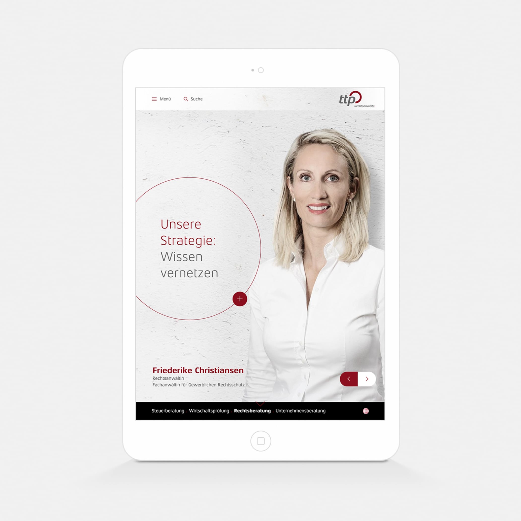 ttp Startseite mit Bild einer Mitarbeiterin