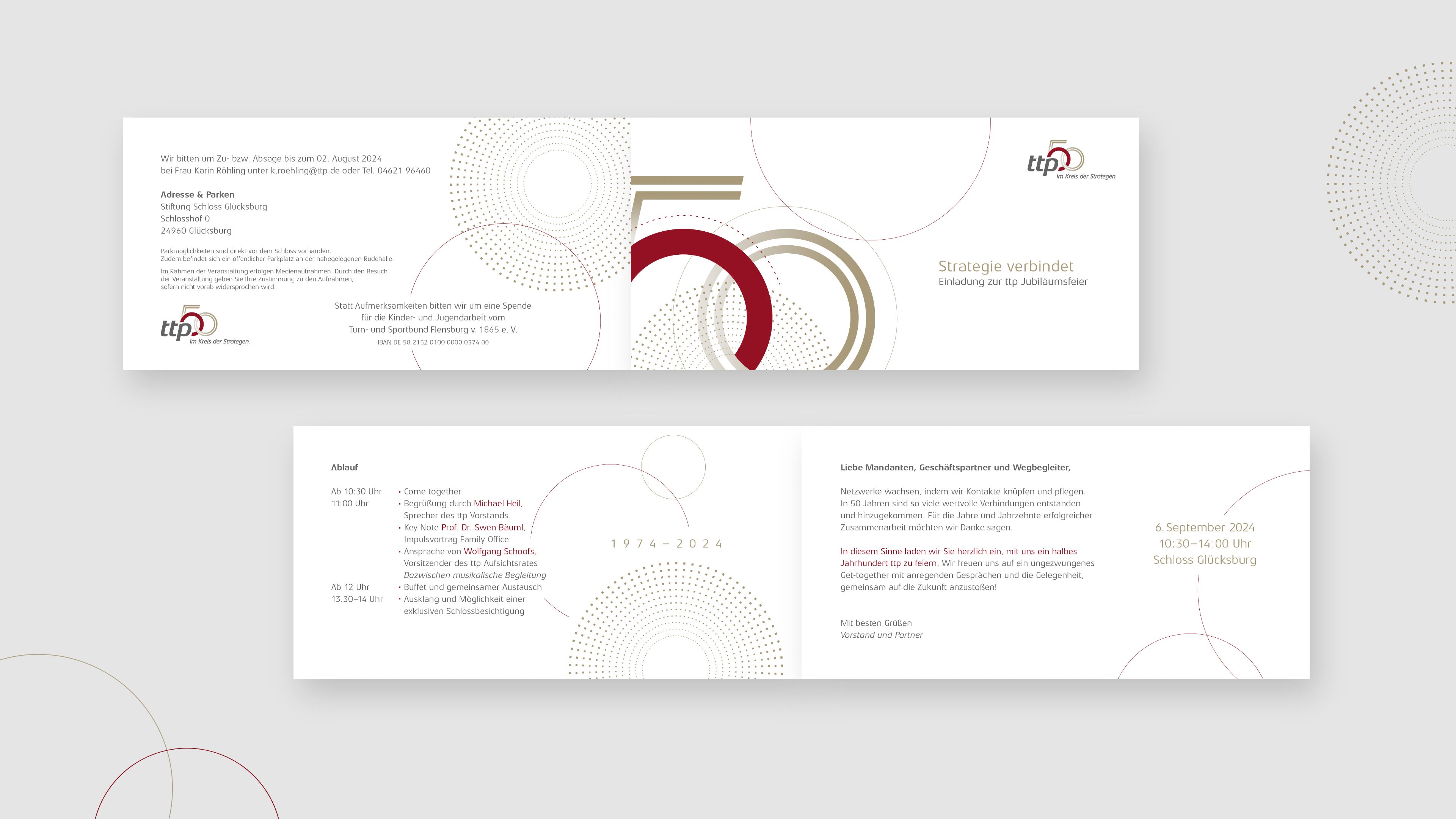 Einladungskarte zur ttp Jubiläumsfeier