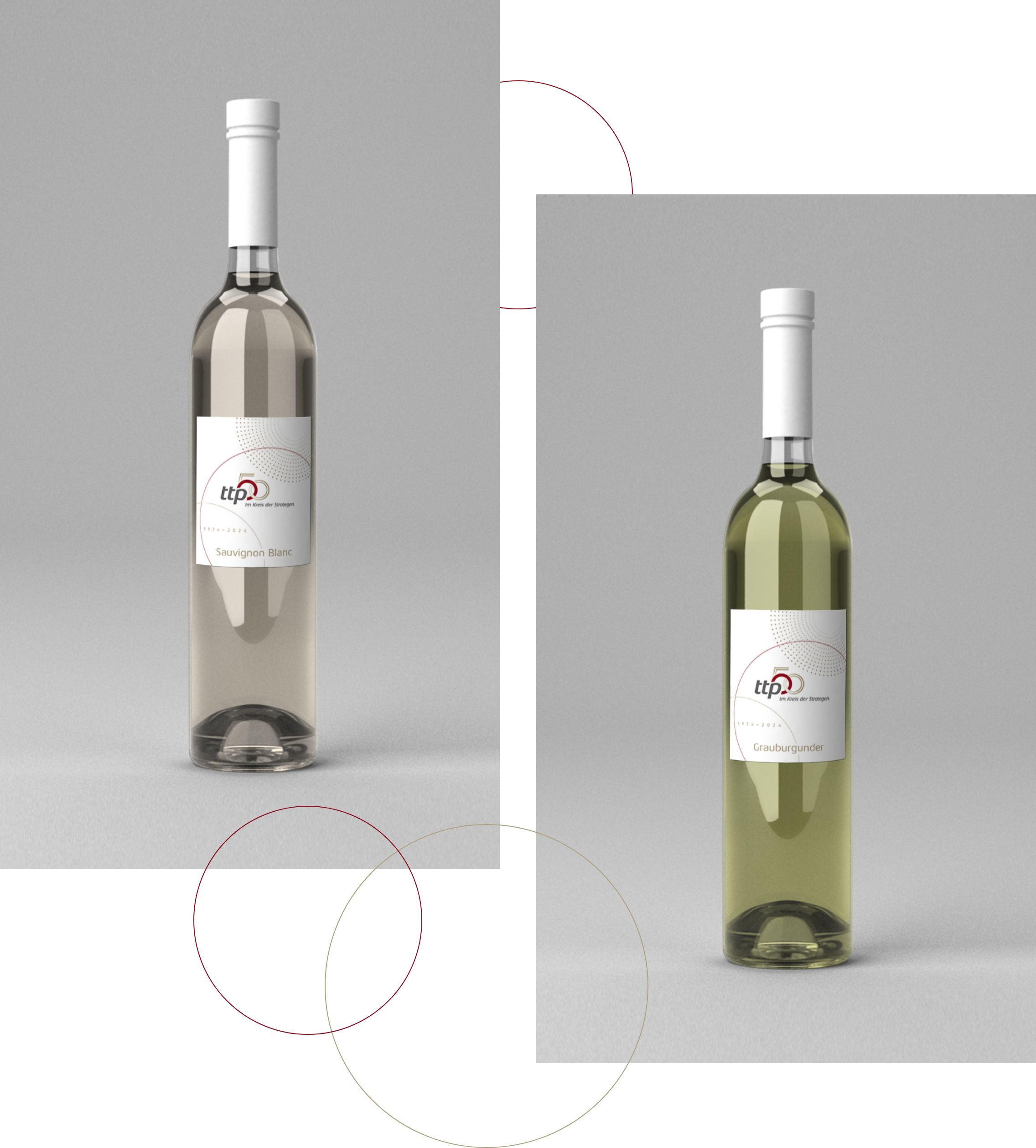 2 Weinflaschen mit dem Jubiläumslogo