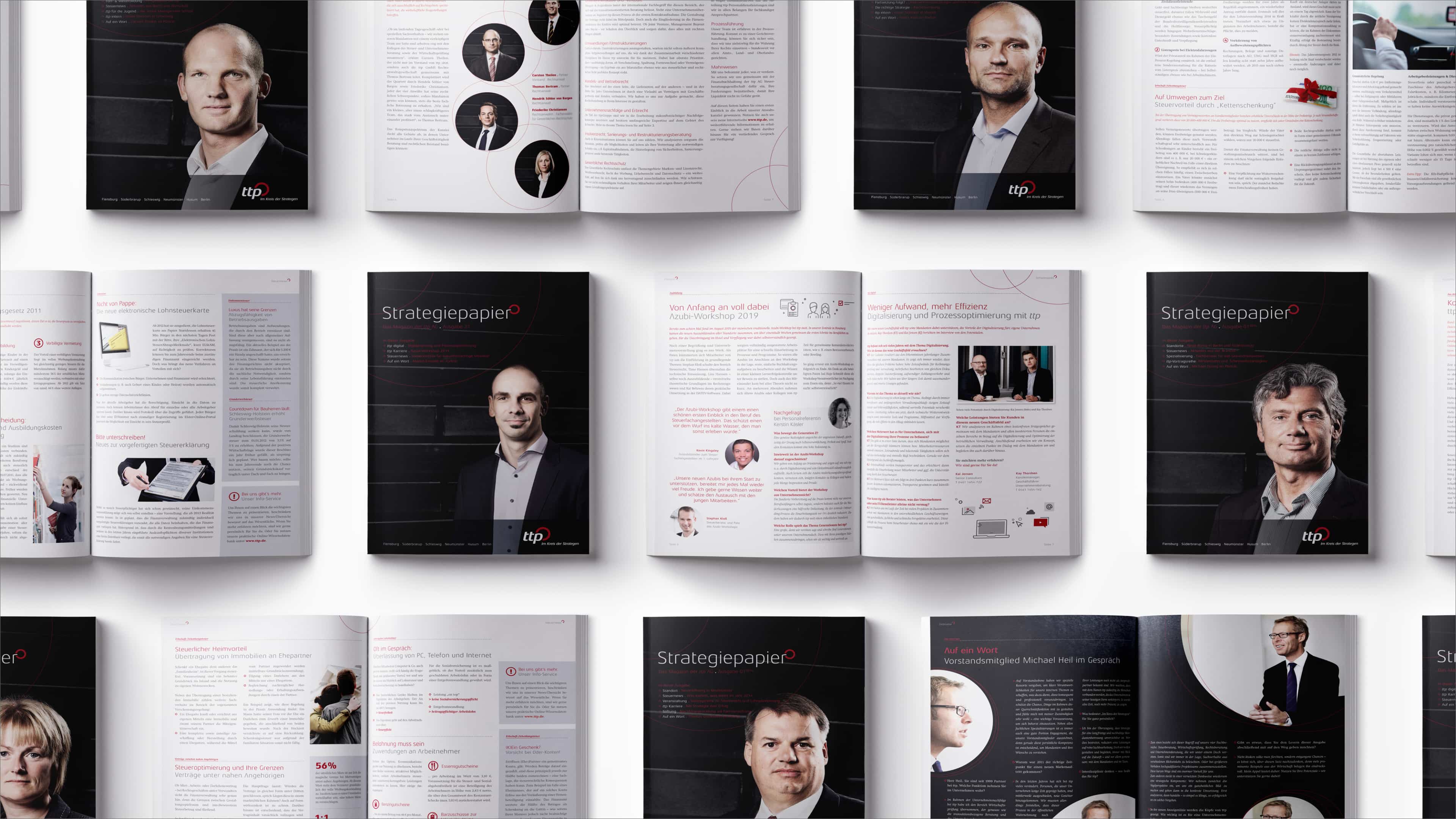 Mehrere aufgeschlagene ttp Kataloge