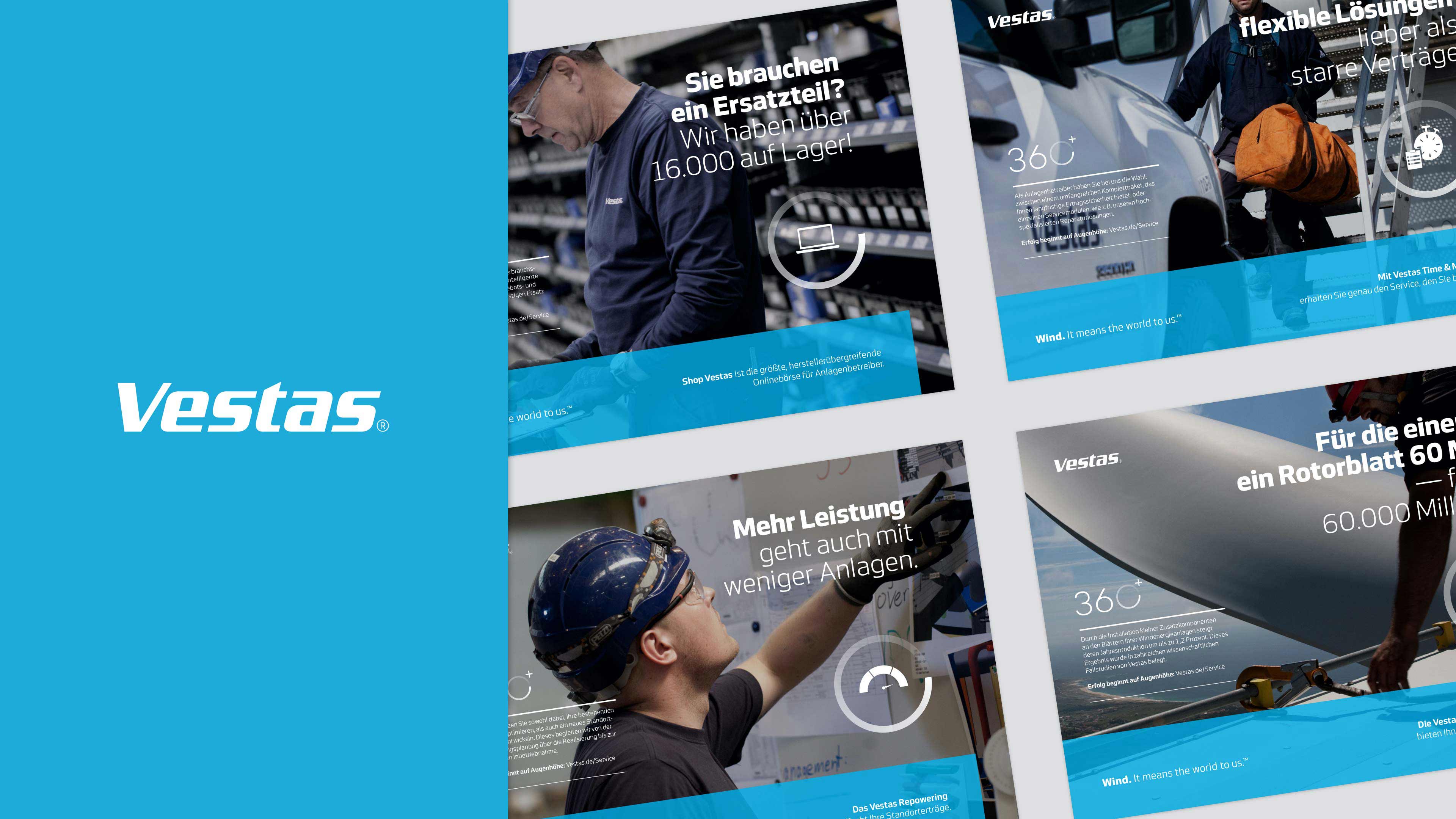 Vier Flyer mit Fotos von Mitarbeitern