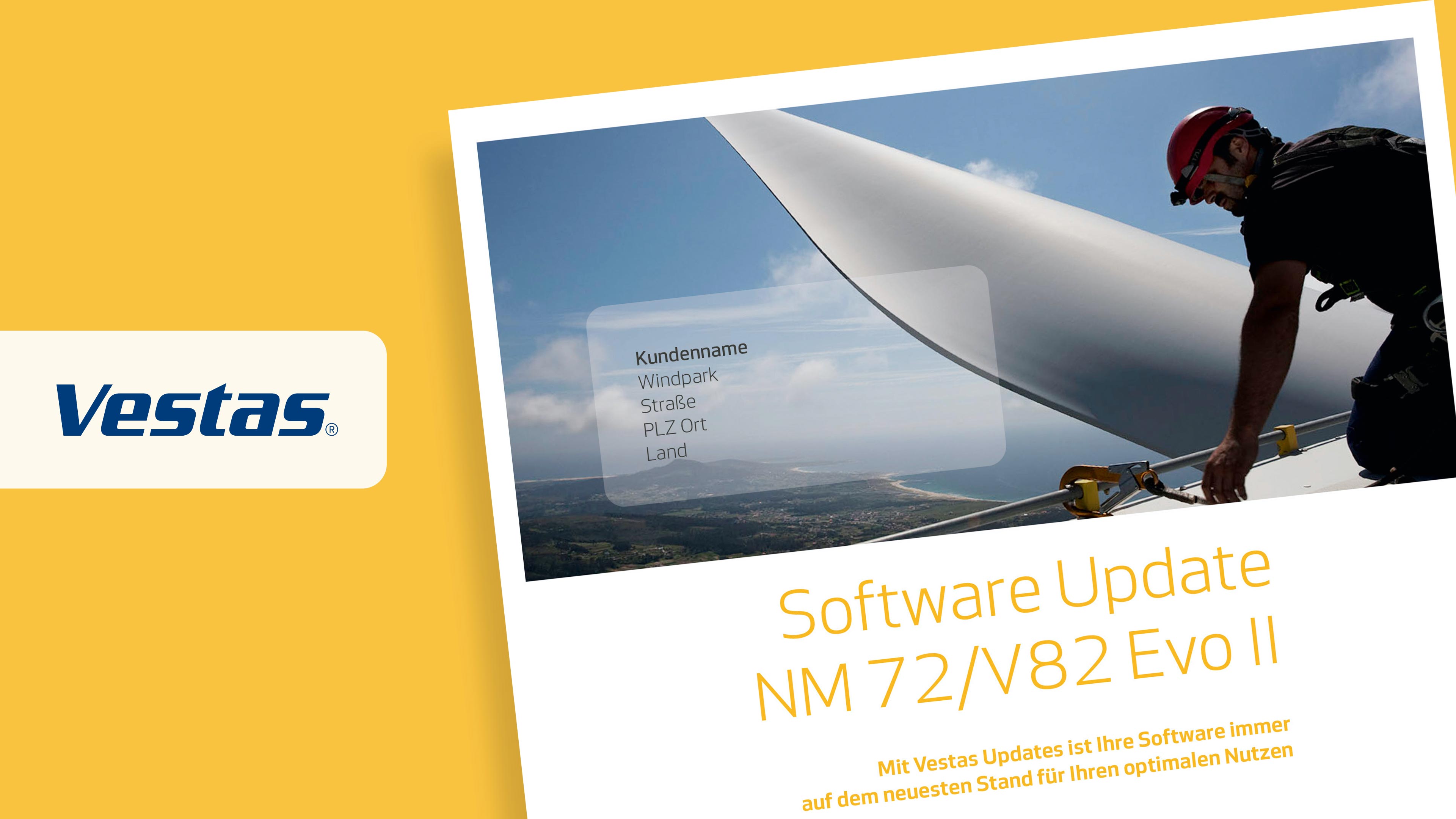 Umschlag von Vestas mit Beschriftung