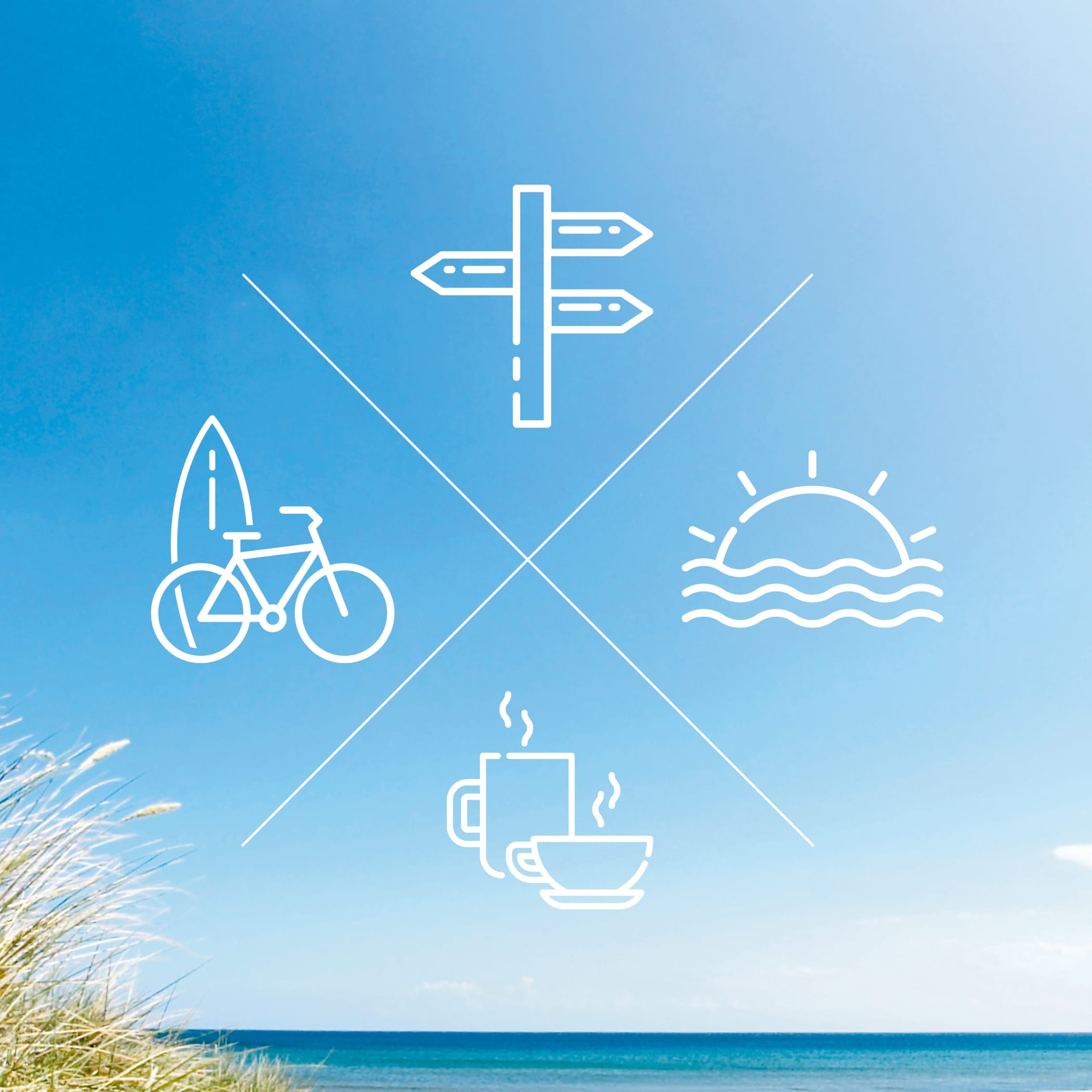 hochzwei_visitdenmark_teaser_06.jpg Vier weiße Icons mit Strand im Hintergrund