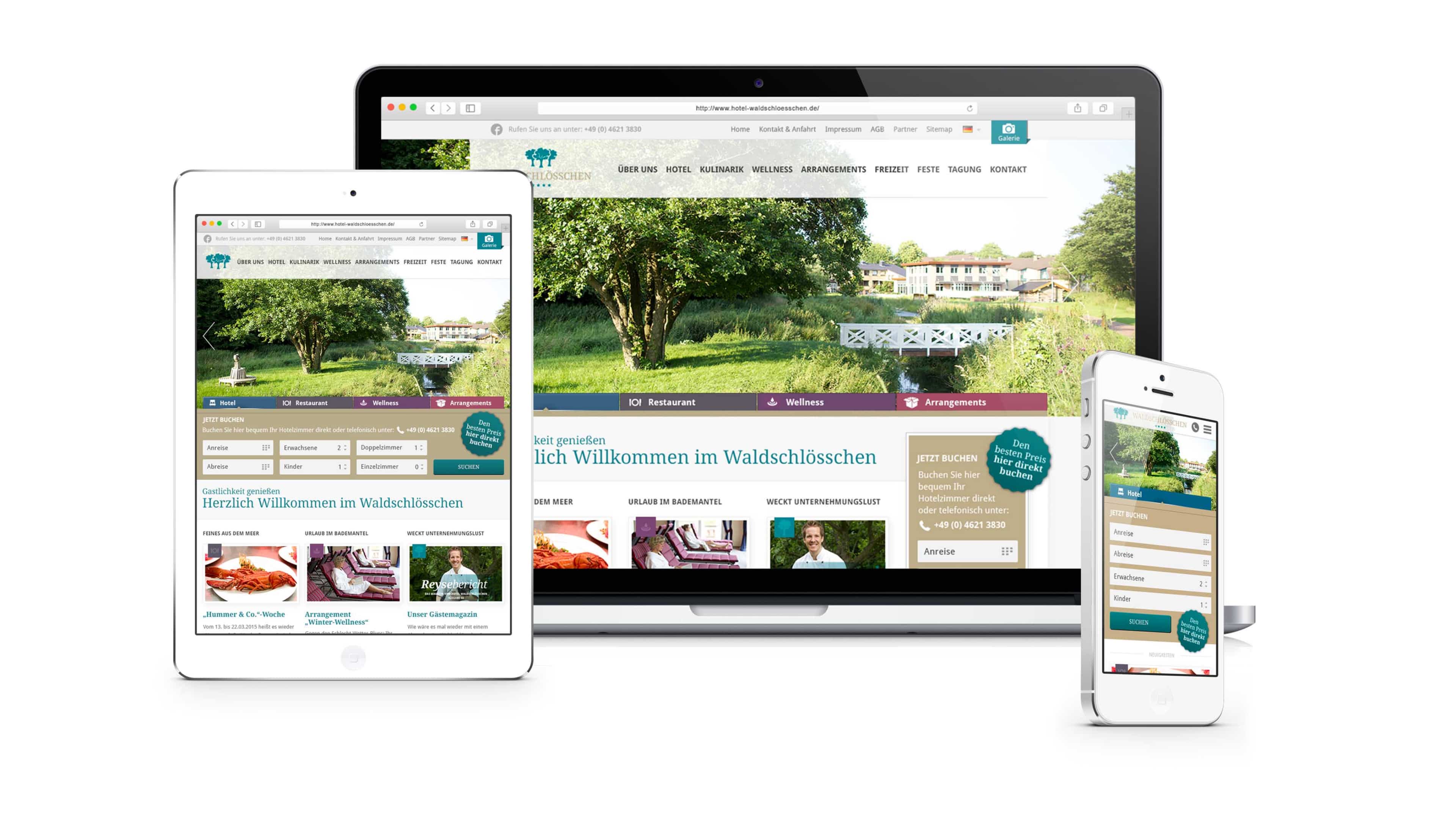 Homepage des Waldschloesschen in verschiedenen Ansichten