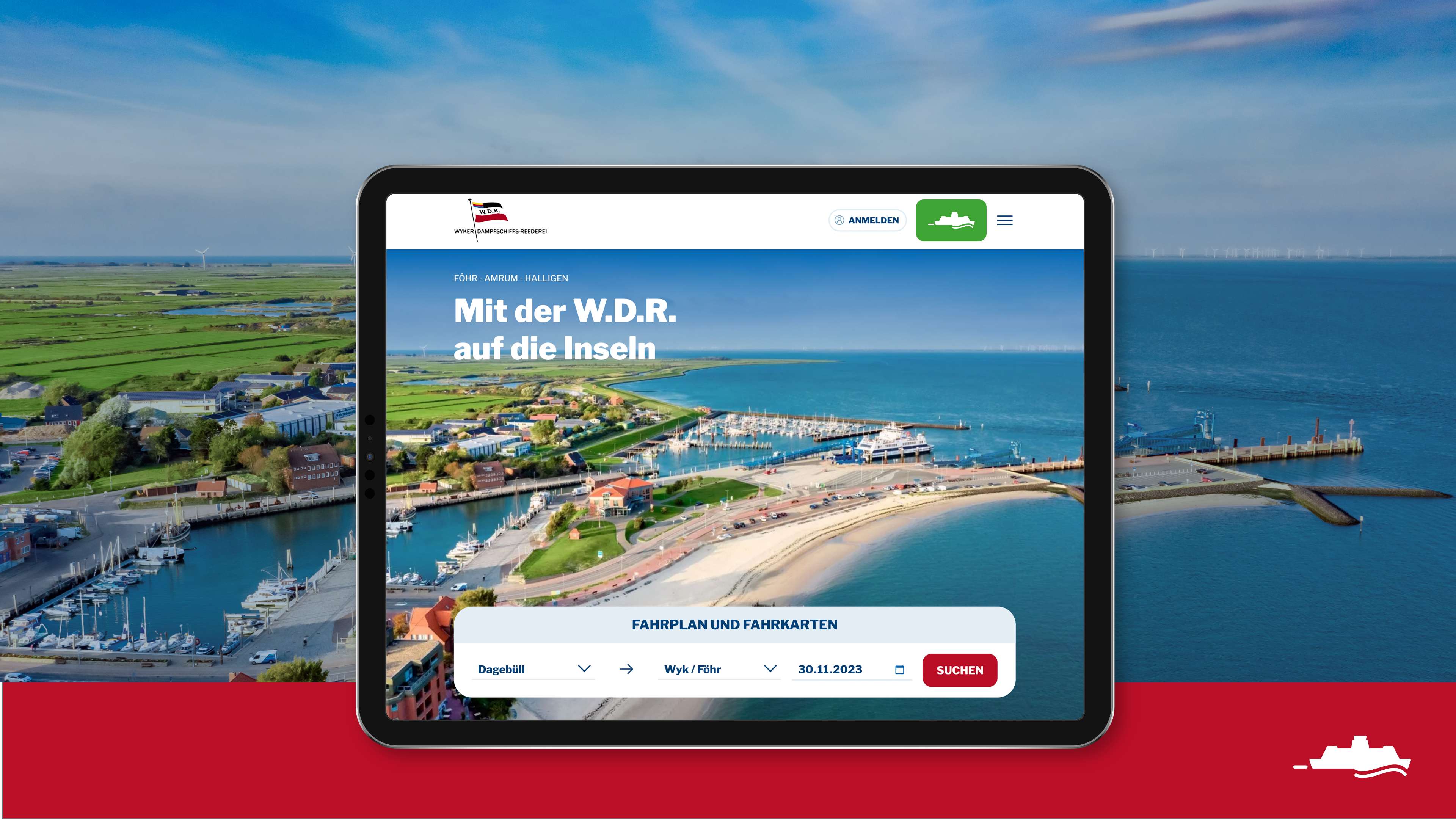 Einblicke in die neue Website auf einem Tablet