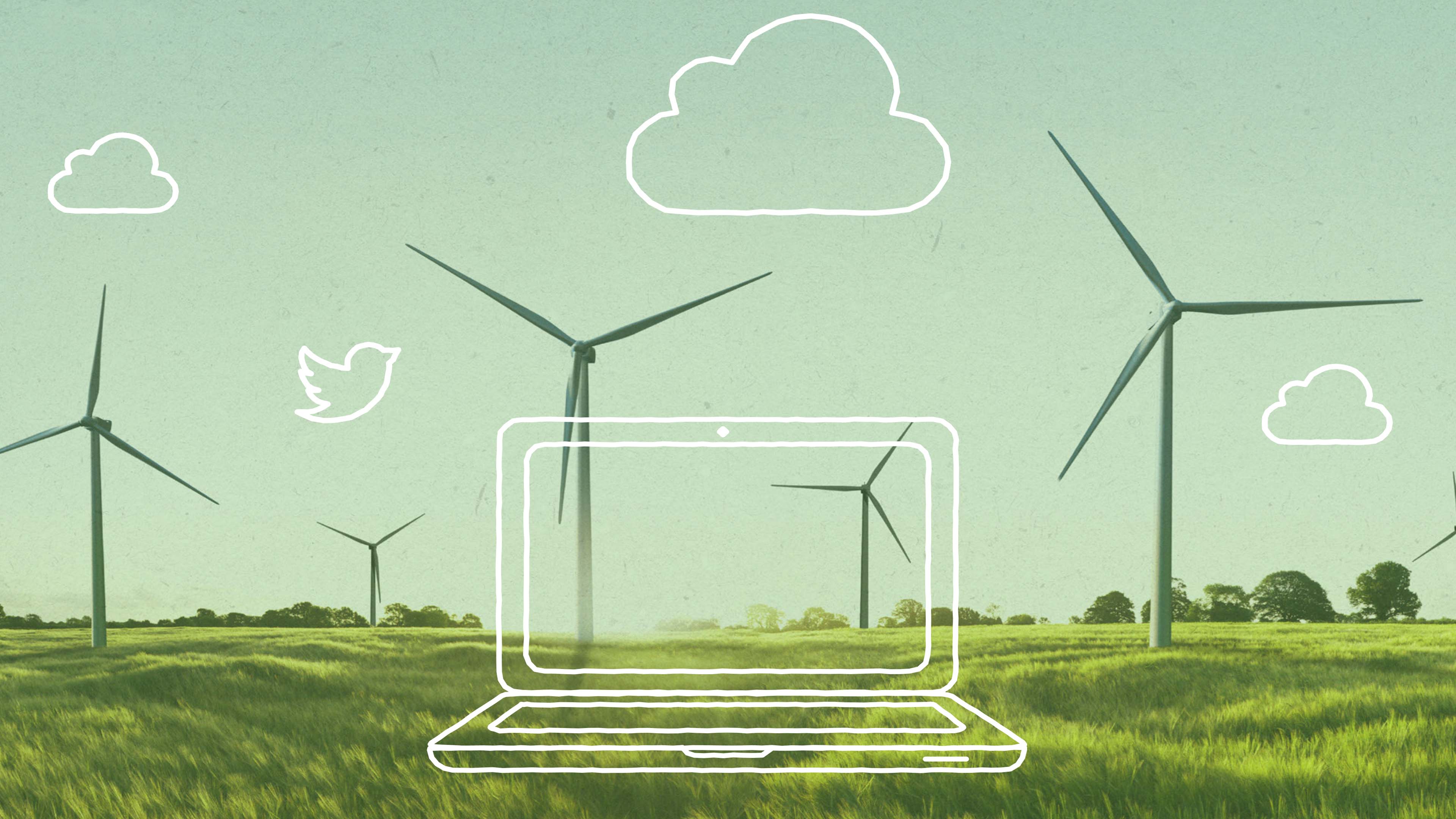 Gemalte Natur mit Windrädern