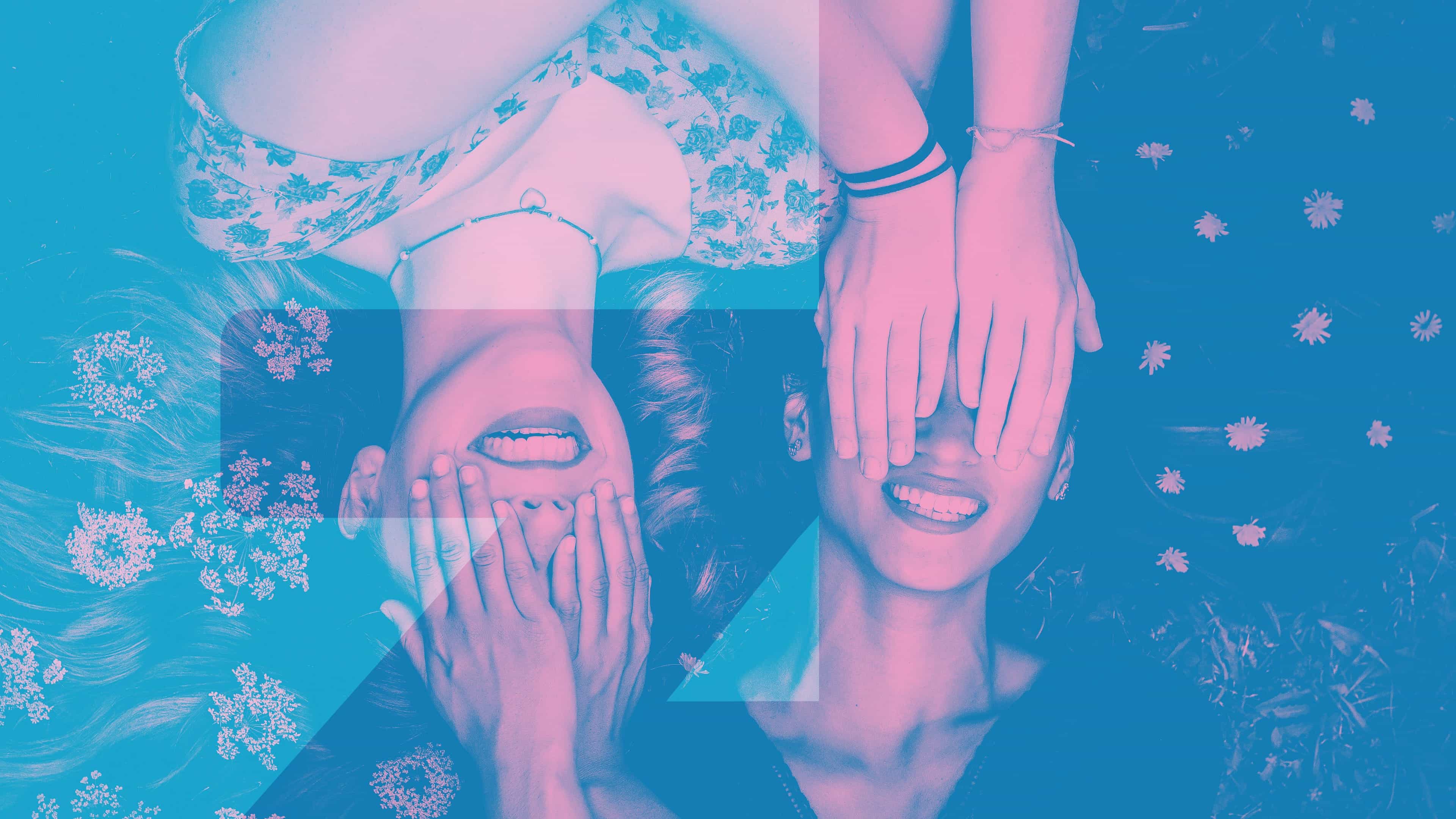 Zwei Mädchen halt die Hände vor die Augen