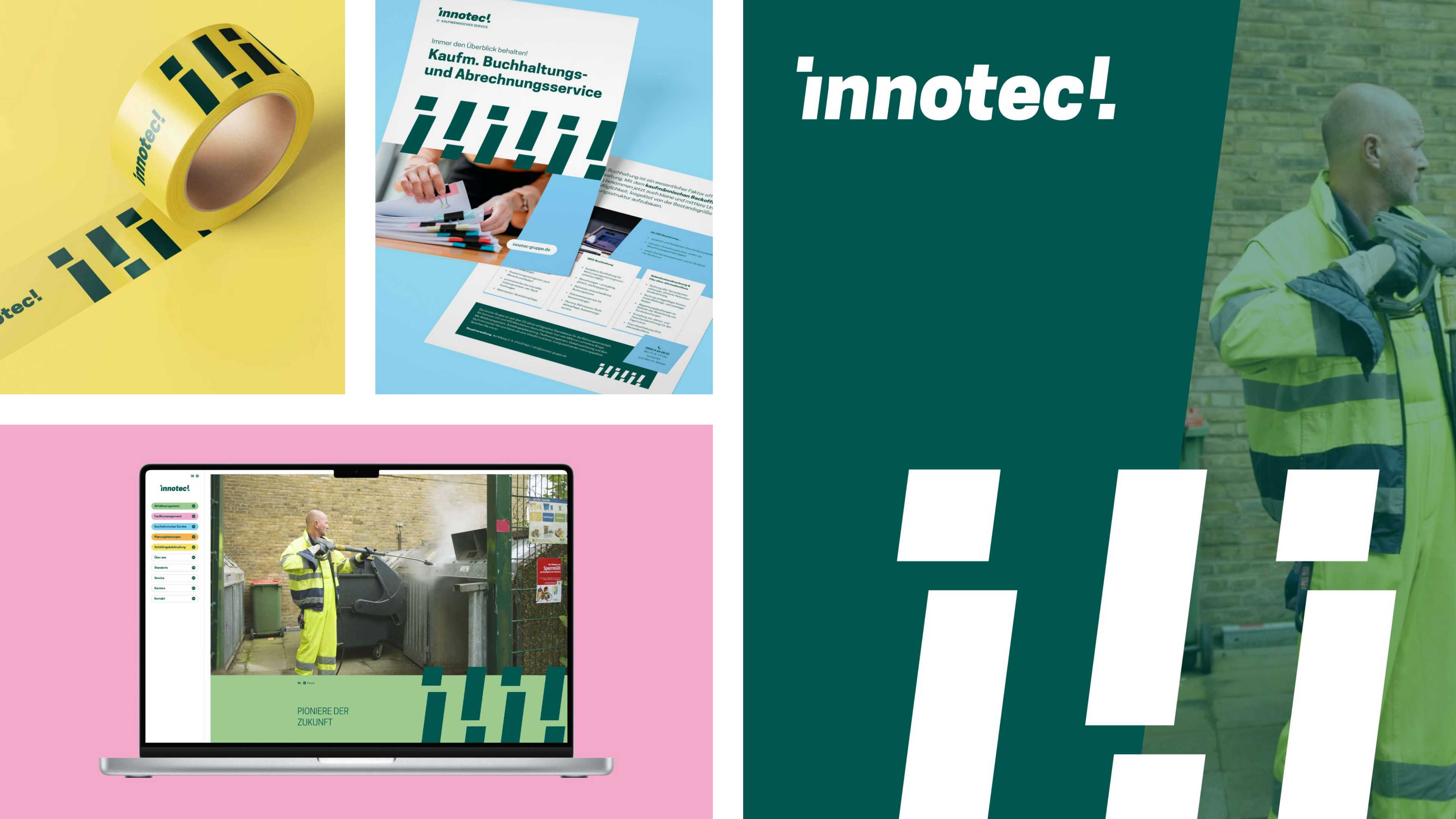 Vier Bilder von der innotec Webseite in pastellfarben gehalten