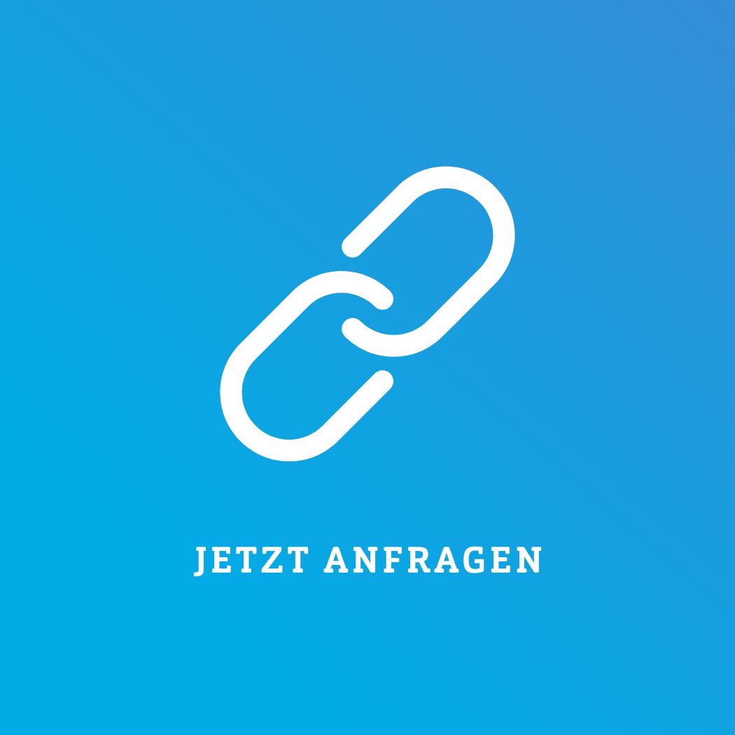 Linkgrafik mit einem Kettensymbol und dem Schriftzug Jetzt anfragen