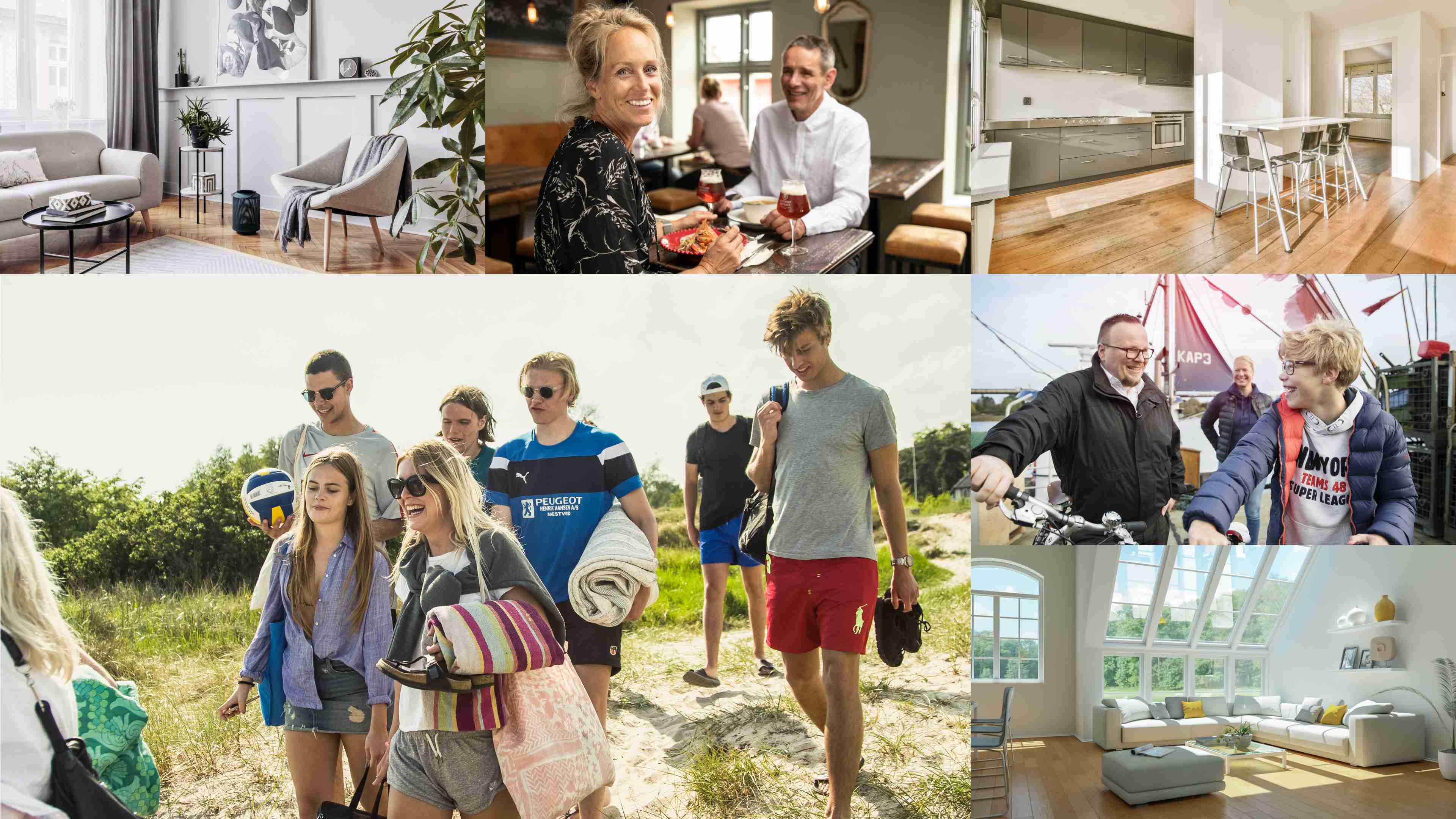 Collage verschiedener Tourismuskampagnen zeigt viele fröhliche Menschen