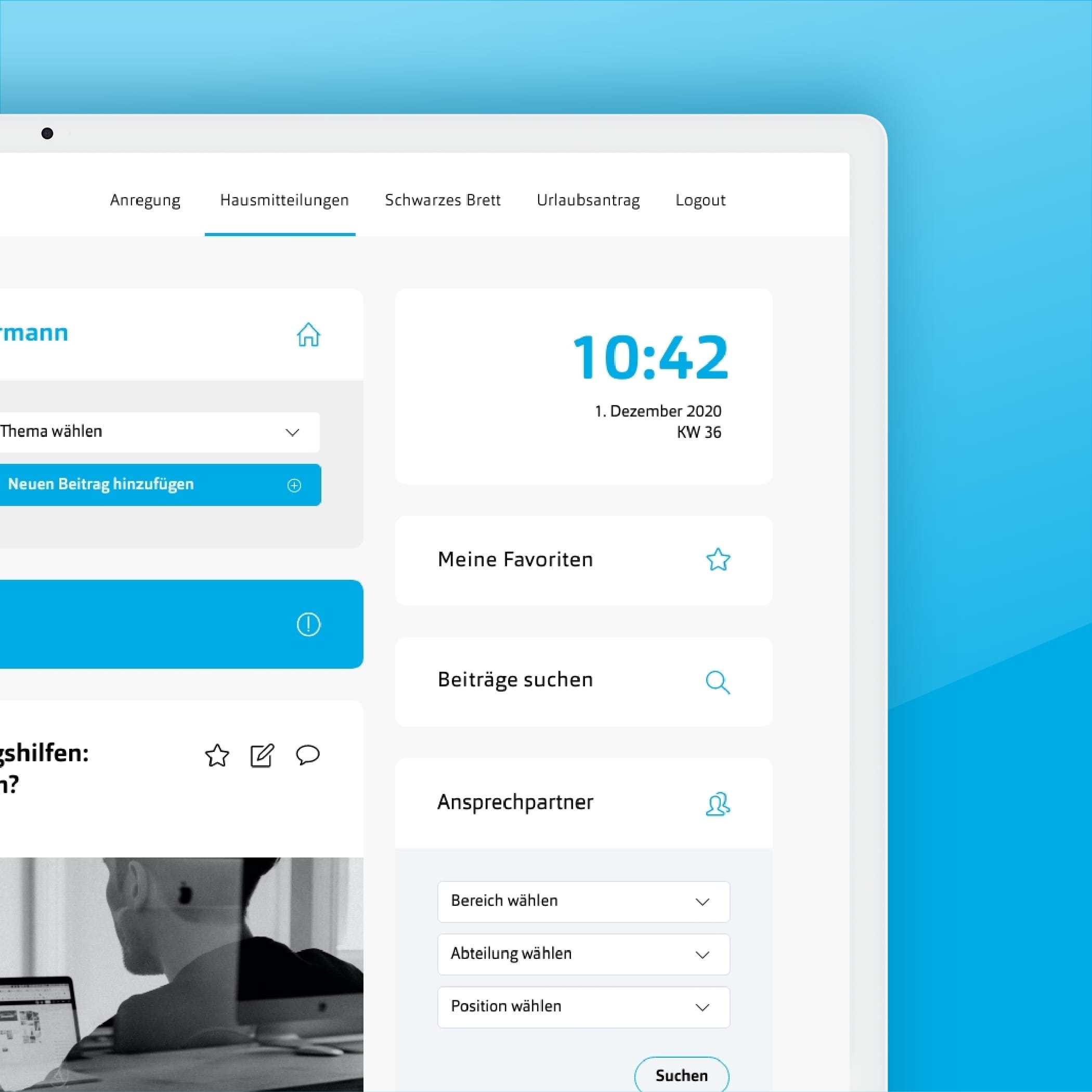 Ausschnitt aus einem Hochzwei Intranetbeitrag