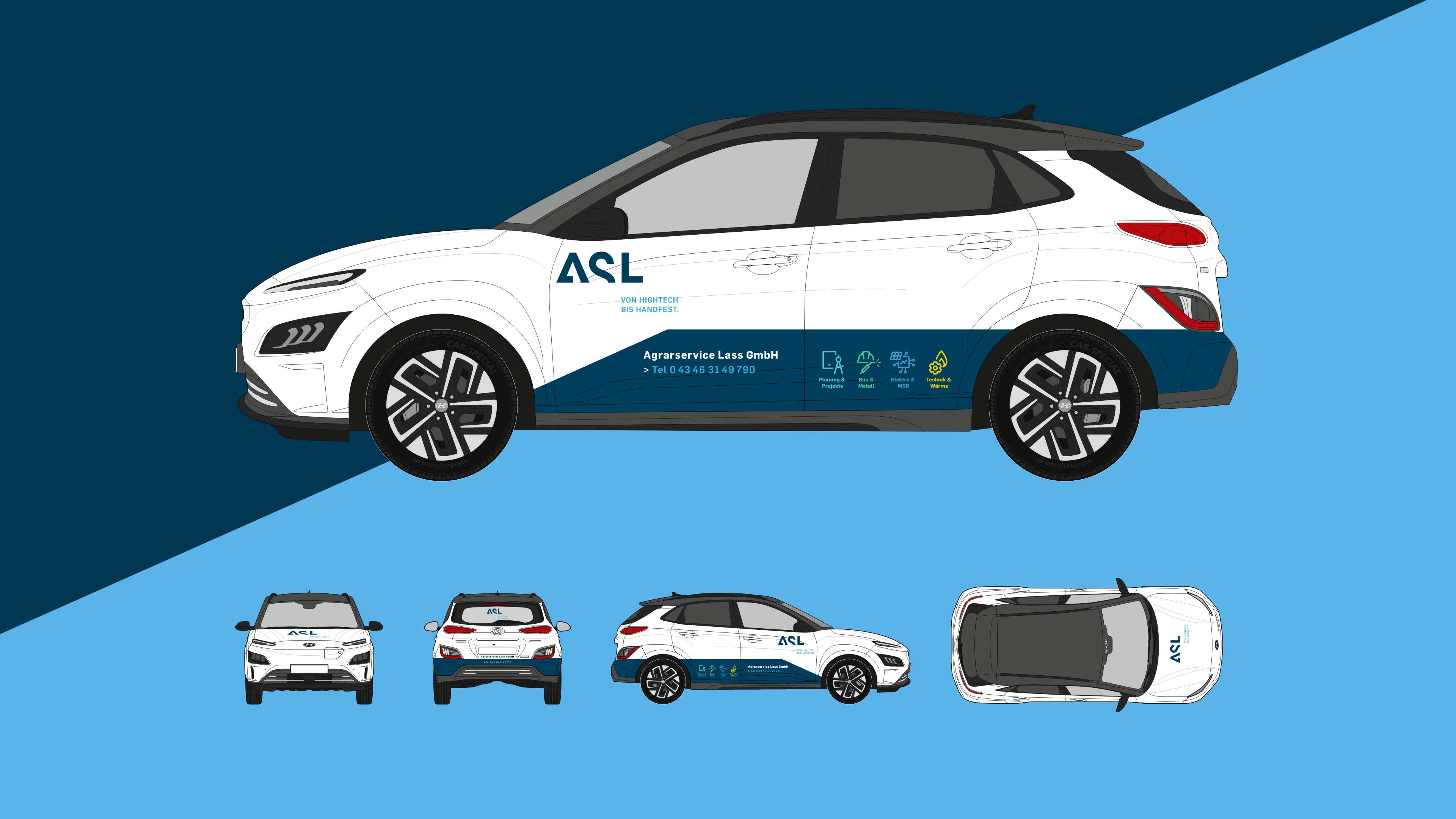 Fahrzeugbeschriftung für Agrarservice Lass GmbH.