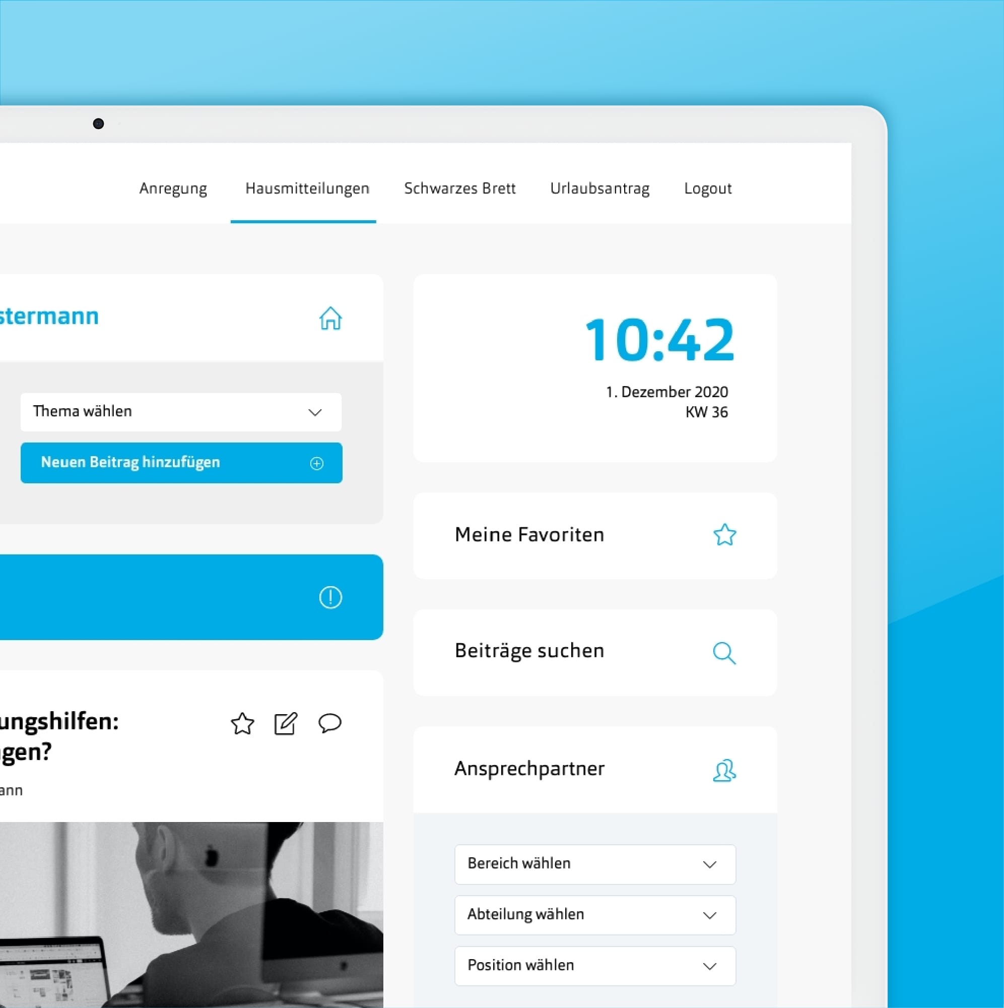 Auschnitt eines Hochzwei Intranet Beitrages
