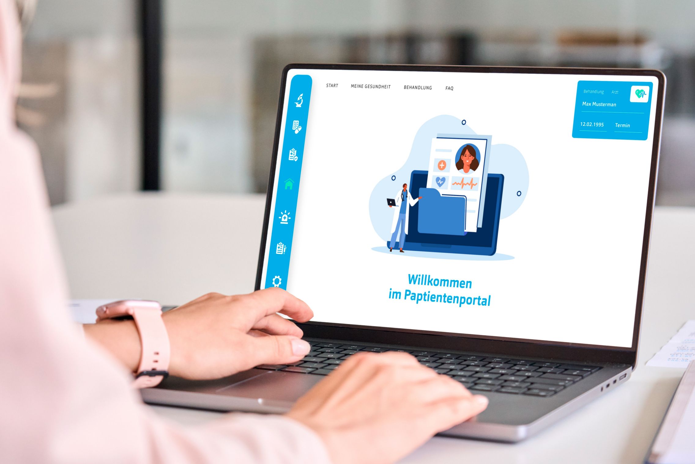 h2_Einblicke_KHZG_teaser_03.jpg Das Patientenportal in der Desktop-Version.