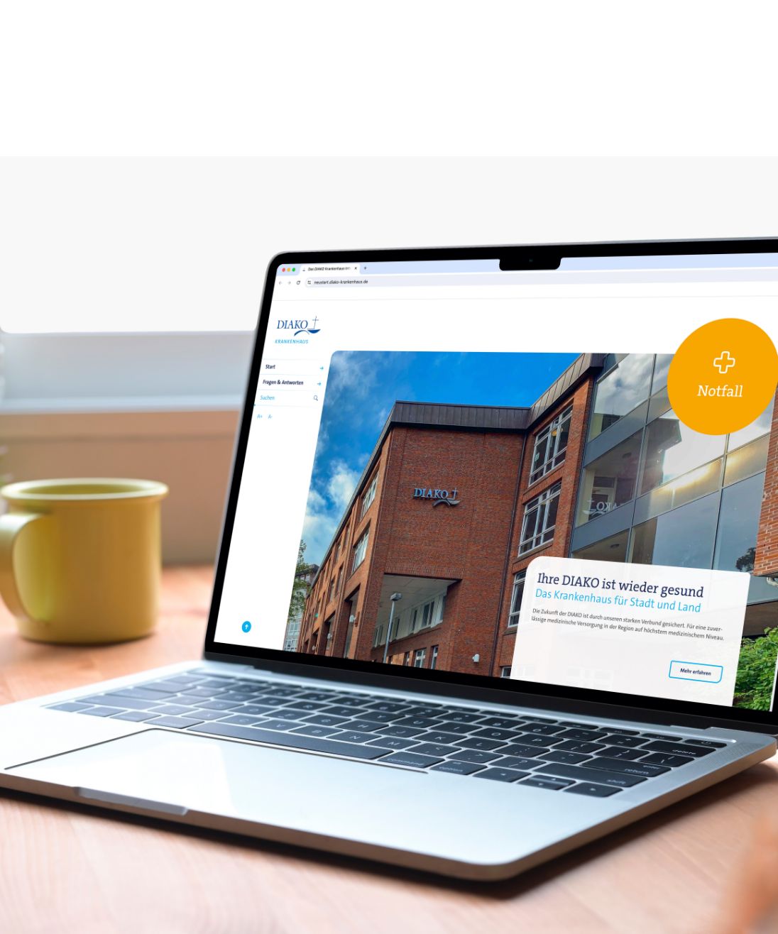 h2_Einblicke_KHZG_teaser_08.jpg Die neue Webseite des DIAKO-Krankenhauses in der Desktop-Ansicht