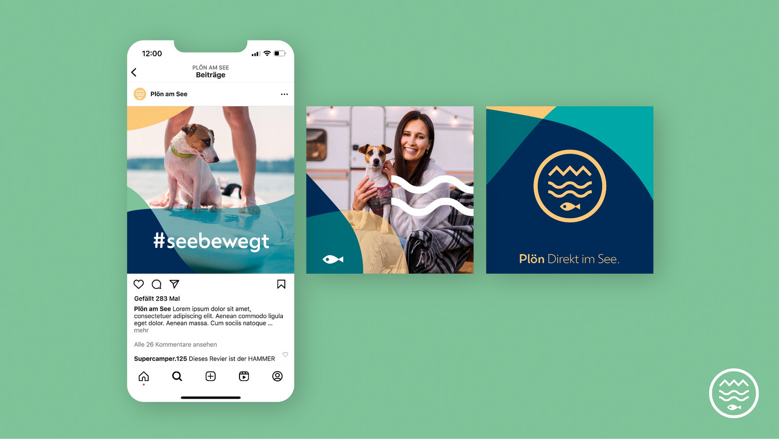 Ein Smartphone mit einem Instagrambeitrag der Stadt Plön mit dem neuen Design.