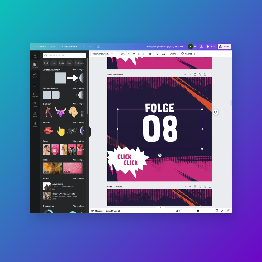 Einblick in die Canva App