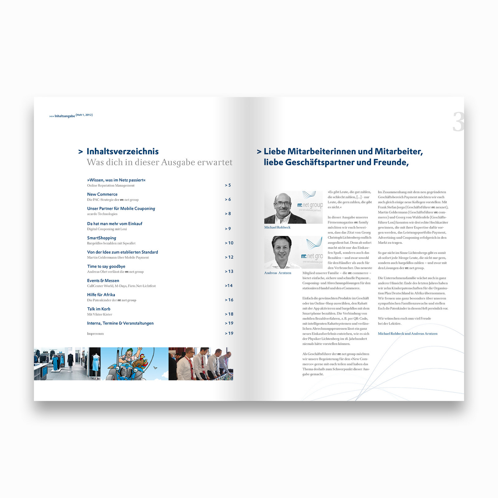 hochzwei_netgroup_teaser_04.jpg Aufgeschlagenes Magazin von Mr Net mit Inhaltsverzeichnis