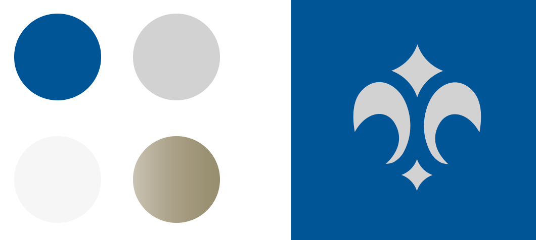 Vier Farbpunkte in blau