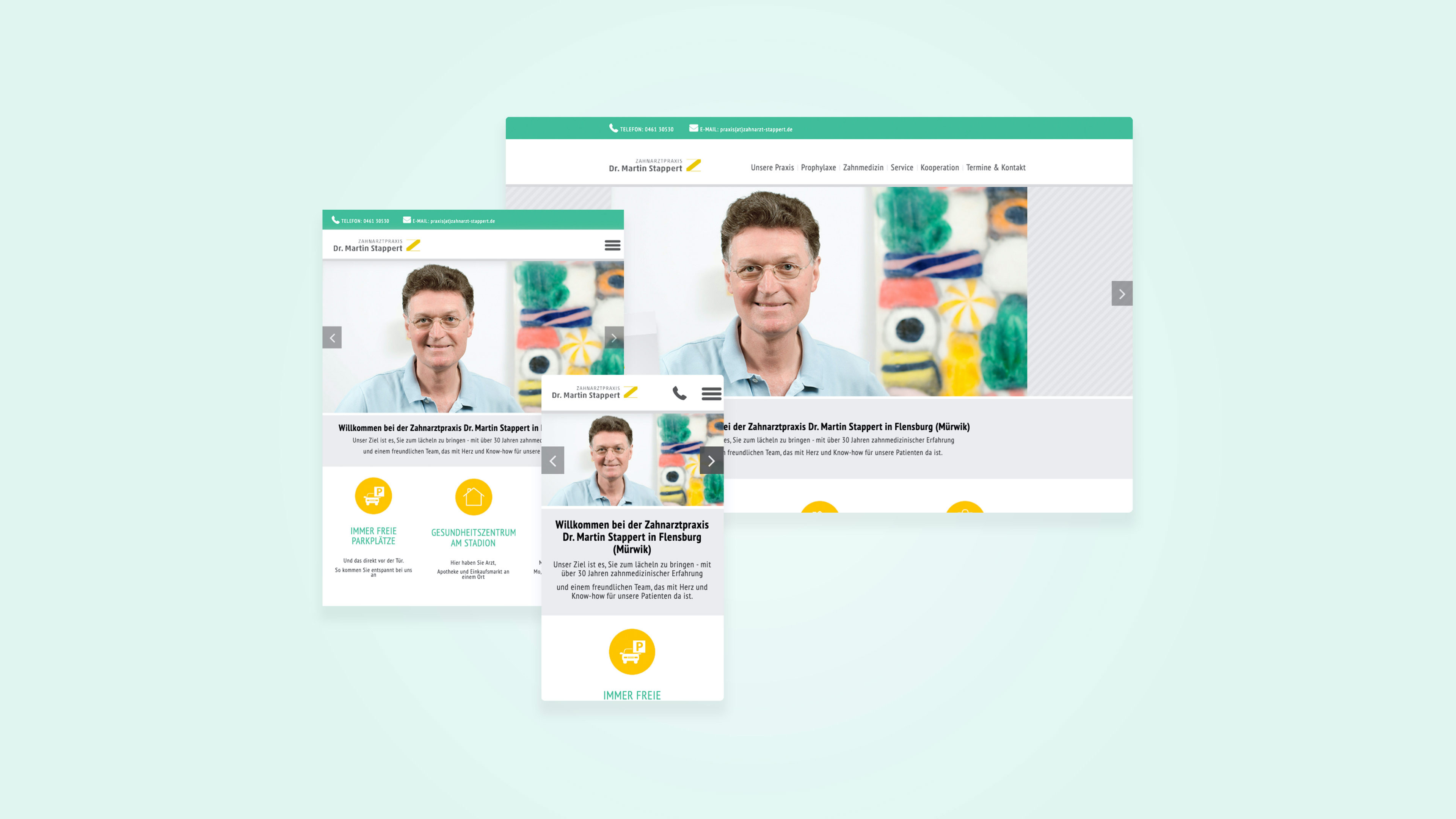 Ansichten der Website von Dr. Martin Stappert in allen responsiven Stufen
