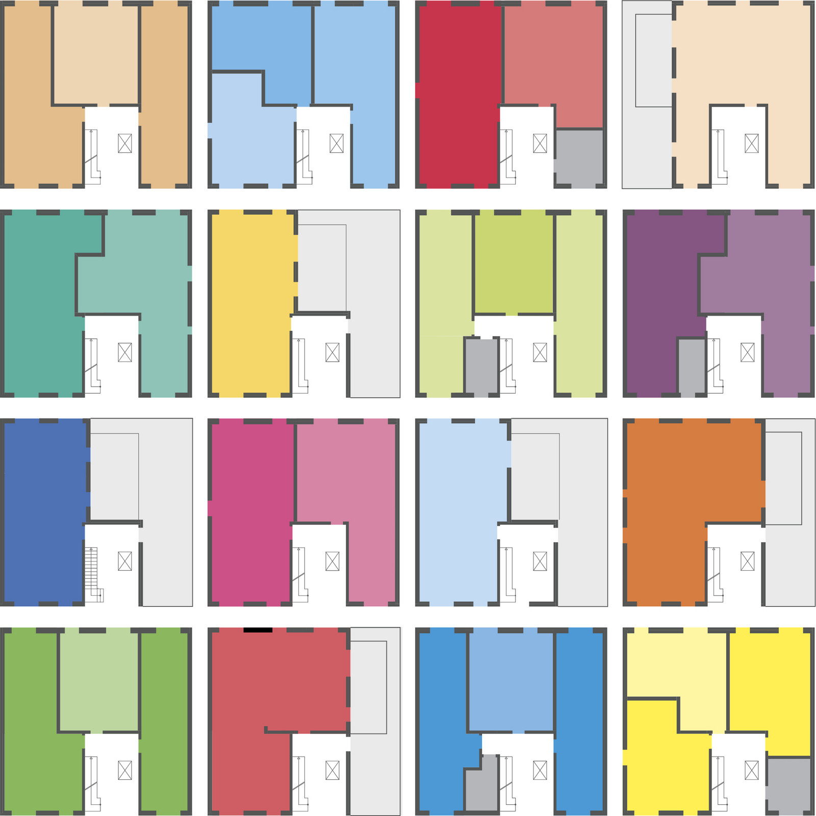 hochzwei_aspa_teaser_06.jpg Collage mehrerer ähnlicher Grundrisse koloriert in bunten Farben