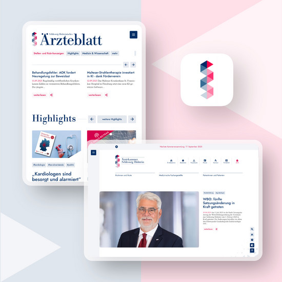 Die mobile Ansicht und die Webansicht der Webseite