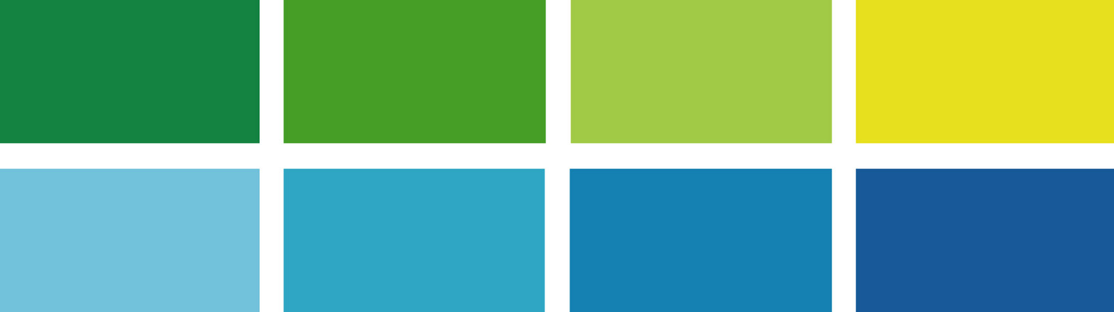 Verwendetes Farbspektrum von Dunkelgrün über Gelb zu Dunkelblau