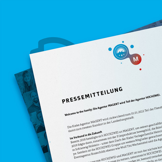 Anschnitt einer Pressemitteilung darüber dass die Agentur Magent Teil der Agentur HOCHZWEI wird
