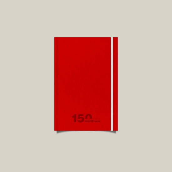 Rotes Notizheft mit Logo 150 years Anthon