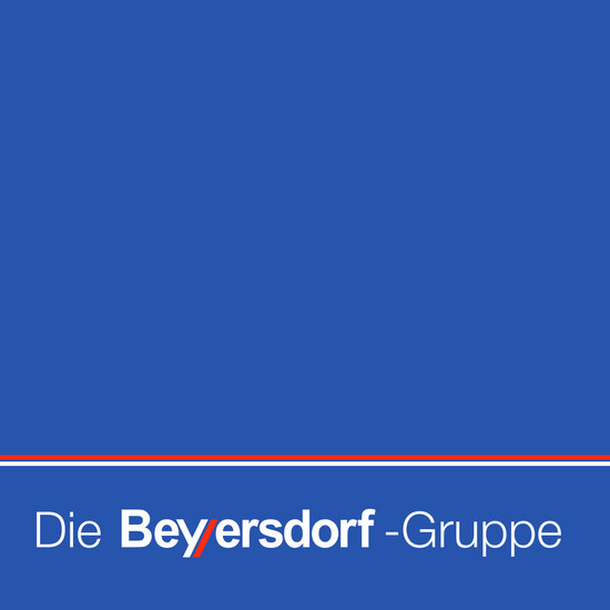 Marken-Relaunch für Reinigungsunternehmen Schriftzug Die Beyersdorf-Gruppe auf blauem Quadrat