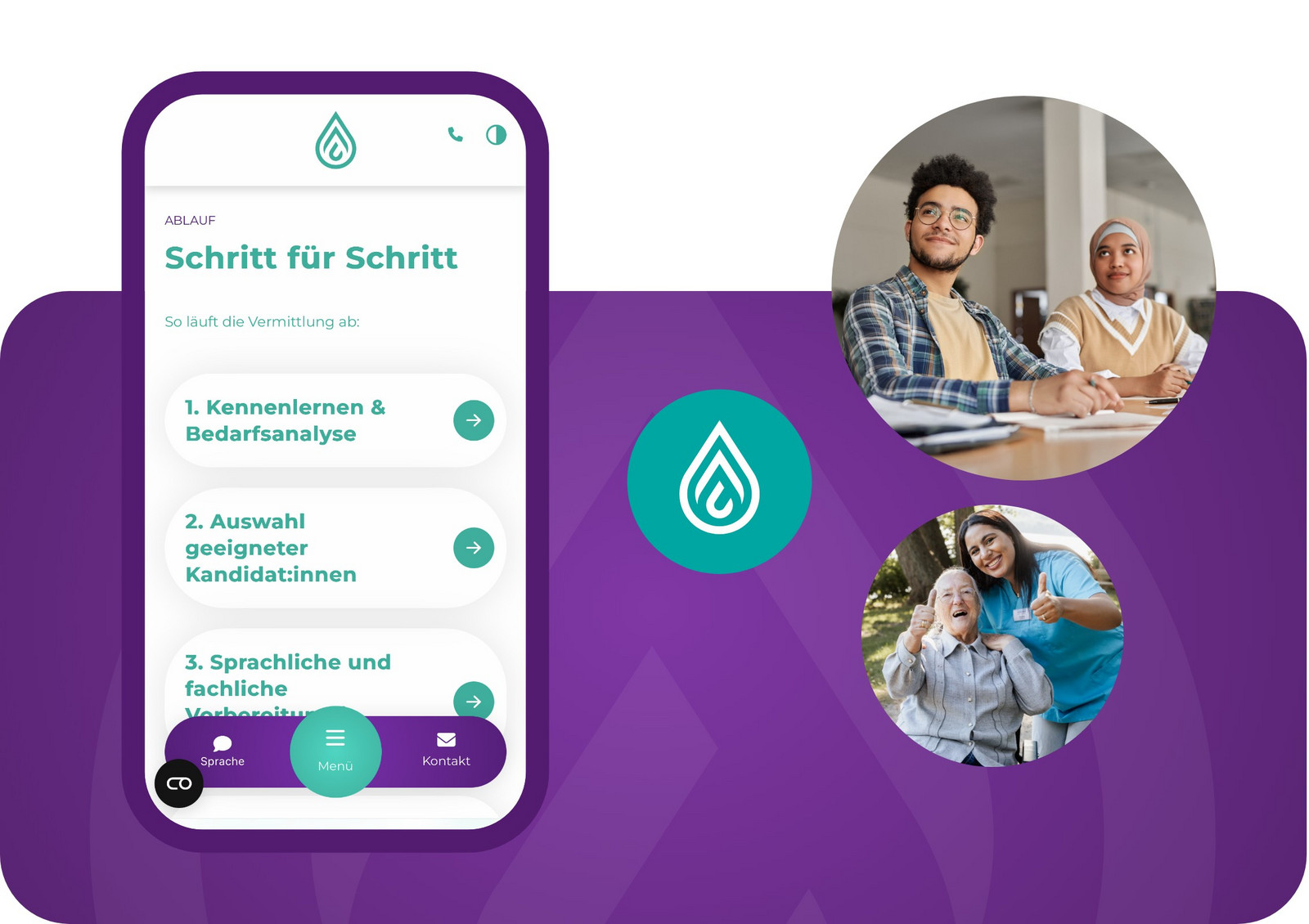 Ansicht der Webseite auf einem Smartphone