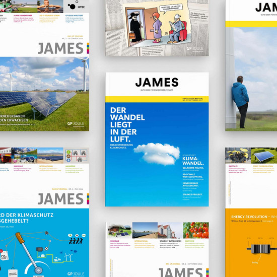 Eine Collage an James Magazinen von GP Joule