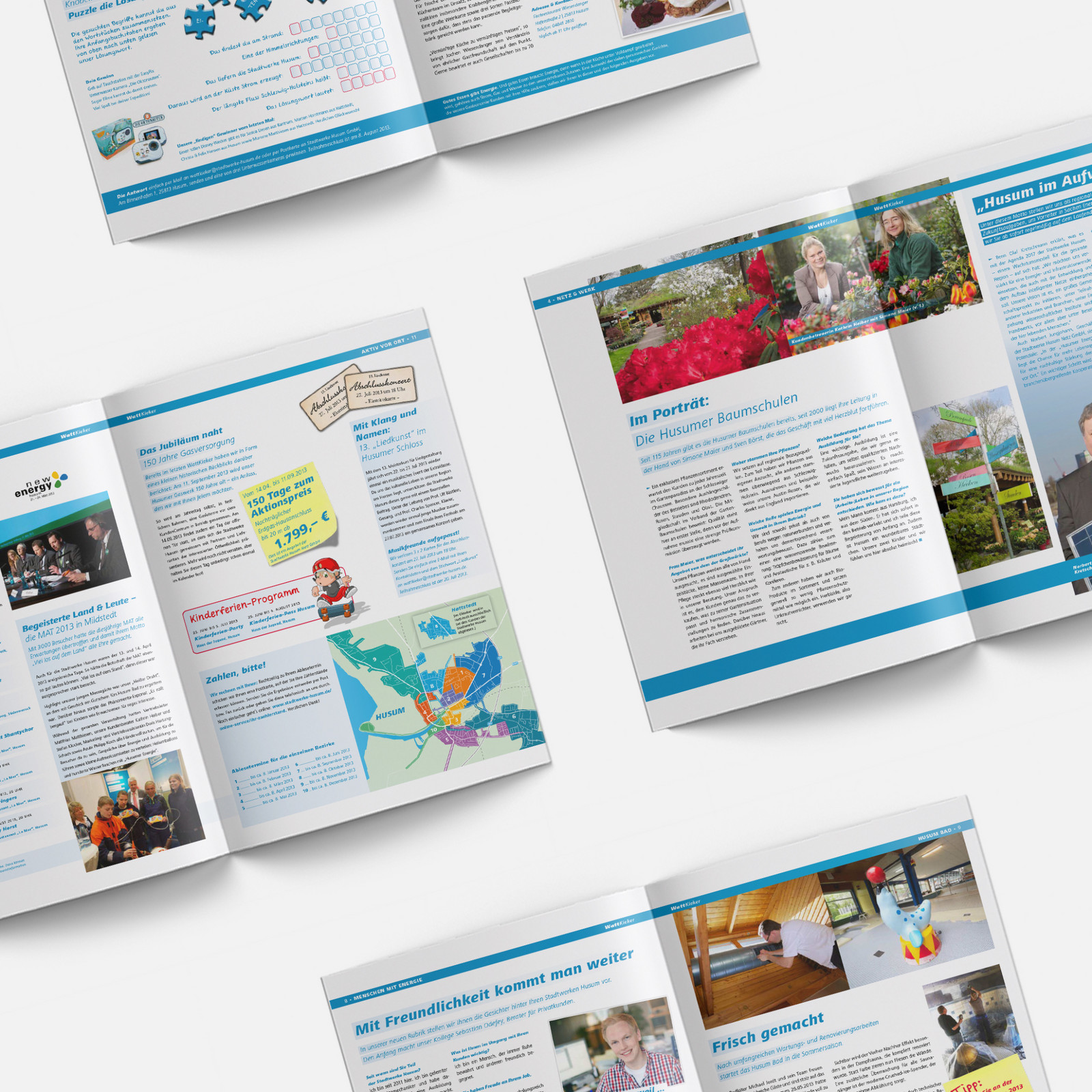 Vier Katalogausschnitte der Stadtwerke Husum