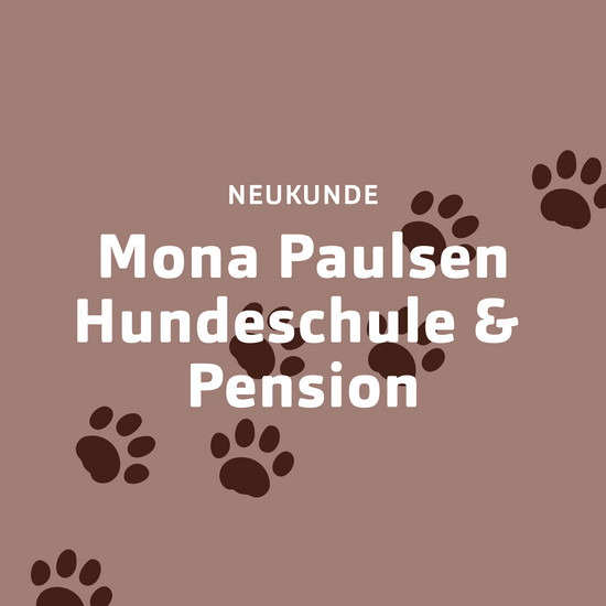 Mona Paulsen Hundeschule und Pension Braune Kachel mit schwarzen Pfoten