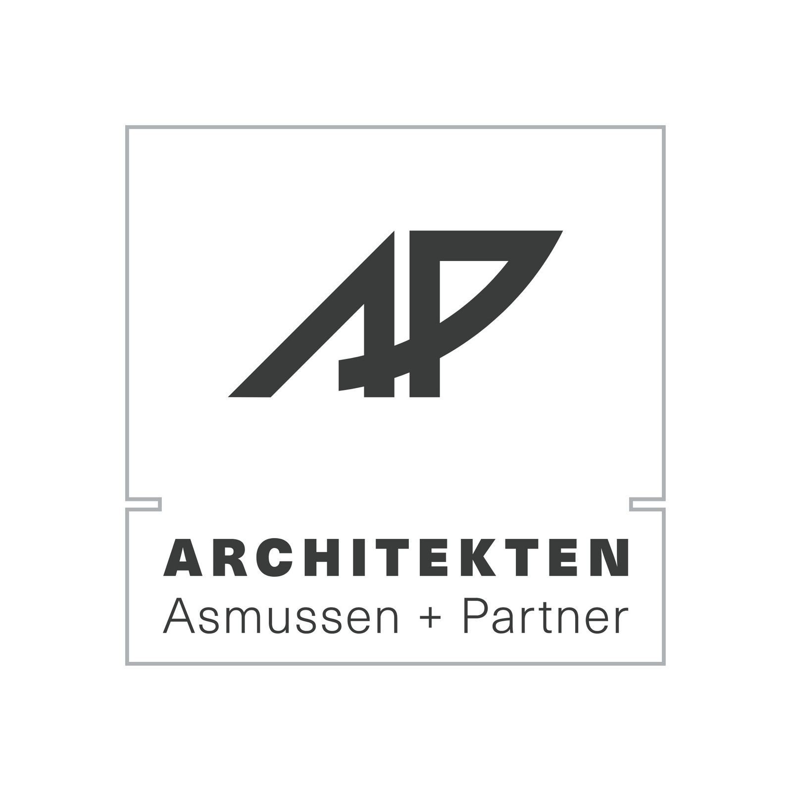 hochzwei_aspa_teaser_02.jpg Schwarzes Logo zeigt AP Architekten Asmussen + Partner auf weißem Hintergrund