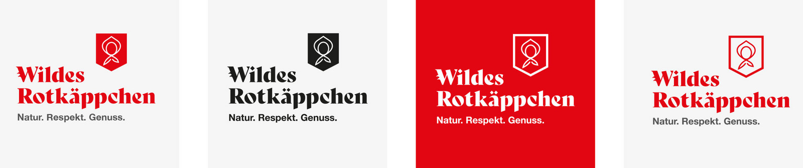 Vier viereckige Kästen mit Textinhalt von Wildes Rotkaeppchen