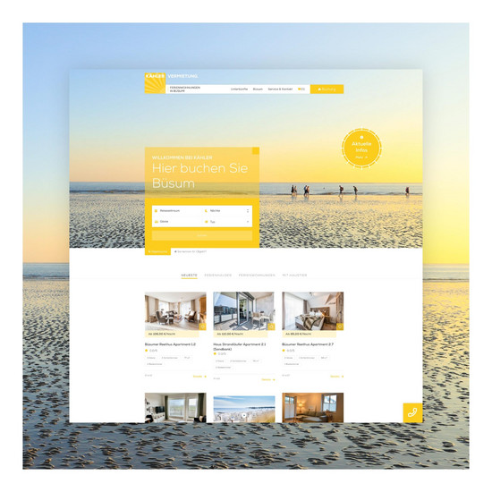 Sonne auf der Haut Suchleiste der Kähler Vermietung Homepage