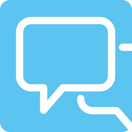 Die DIAKO stellt ein! Zwei weiße stilisierte Sprechblasen vor hellblauem Hintergrund