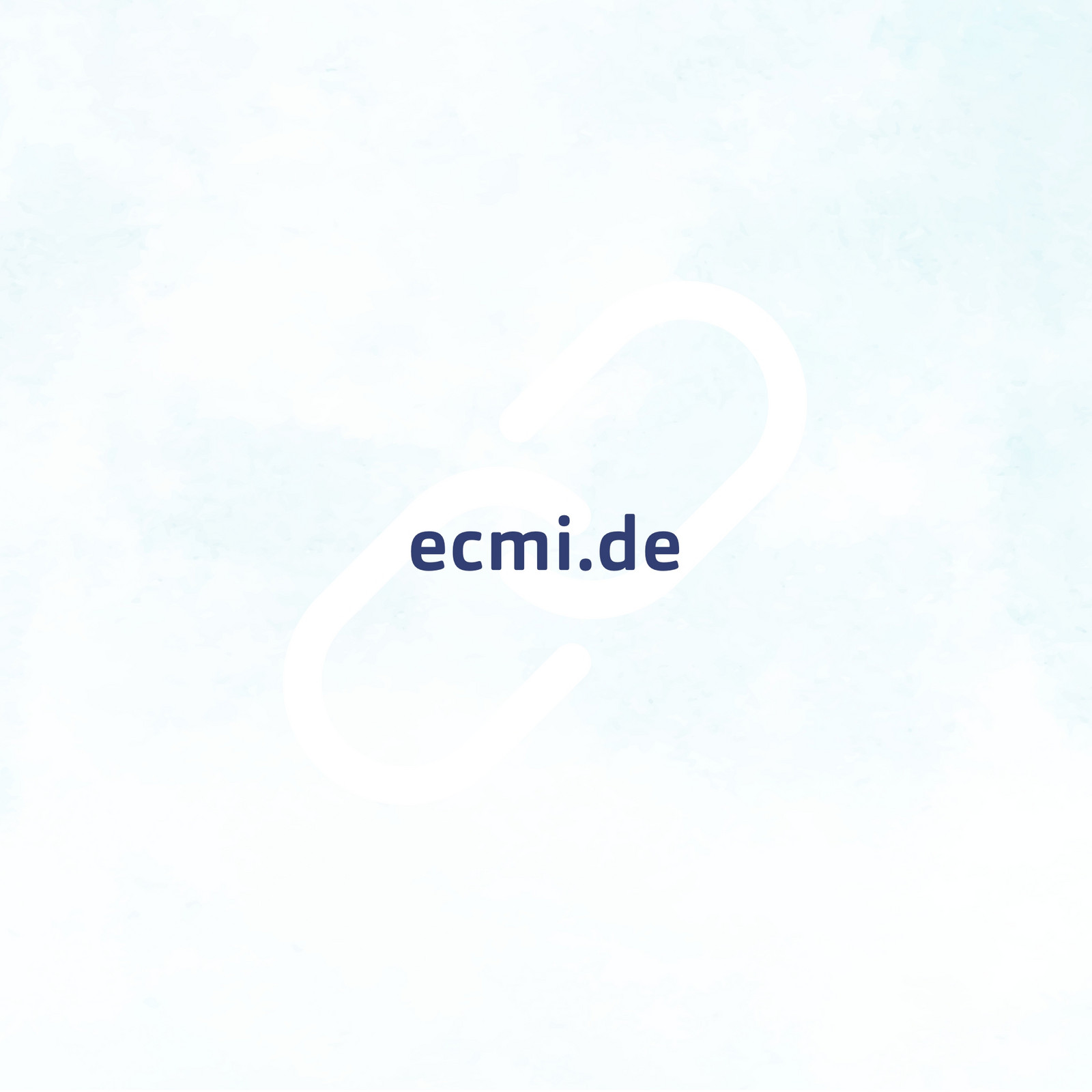 Blaue URL ecmi.de vor hellblauem Hintergrund