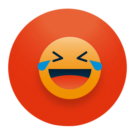 Mehr als Zeitung Roter Kreis mit einem Lachsmiley