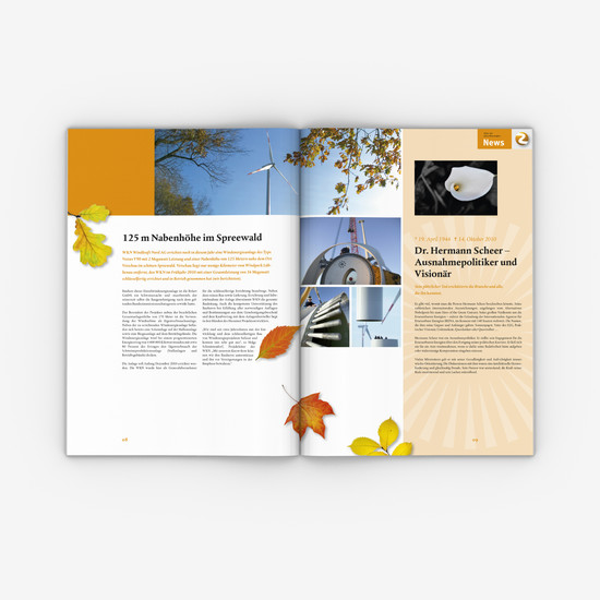 Energiebedarf Doppelseite über eine Windenergieanlage im Spreewald