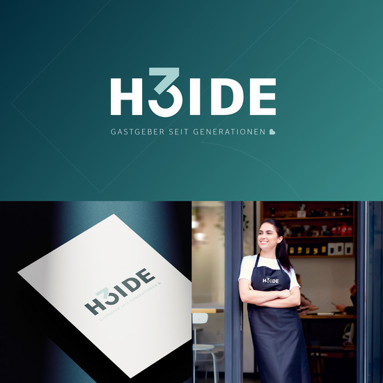 3 x 3 Dreierbild: Neues Logo, Visitenkarte und gelabelte Mitarbeiterschürze