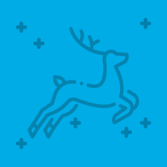 Weihnachtsurlaub 2020 Blaue Kachel mit Reentier