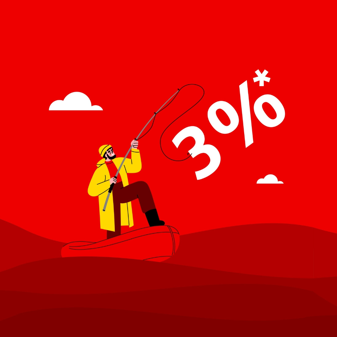 Fischer, der das 3%-Zinsangebot der Nospa sprichwörtlich am Haken hat.